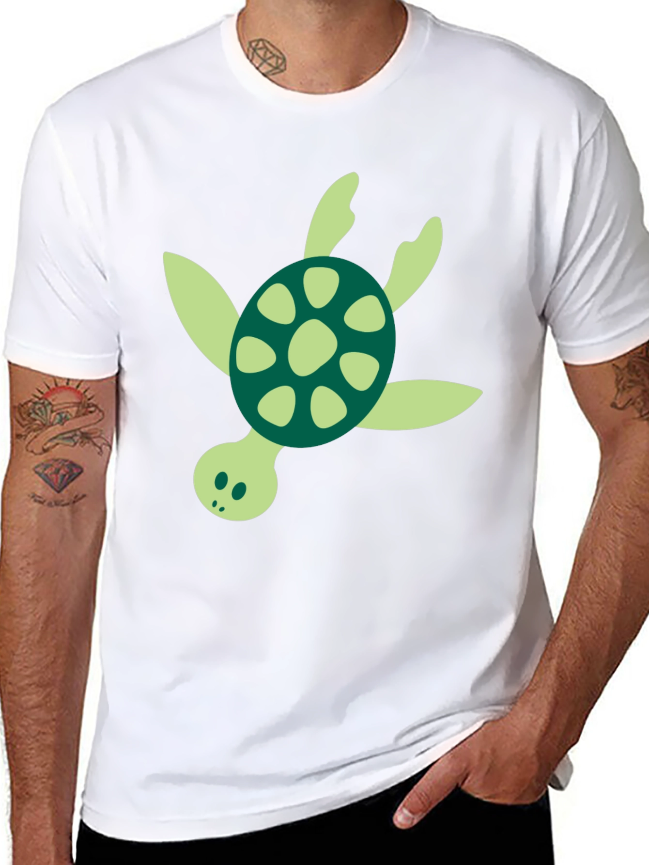 Turtle Graphic Tee - Black Cotton Blend
