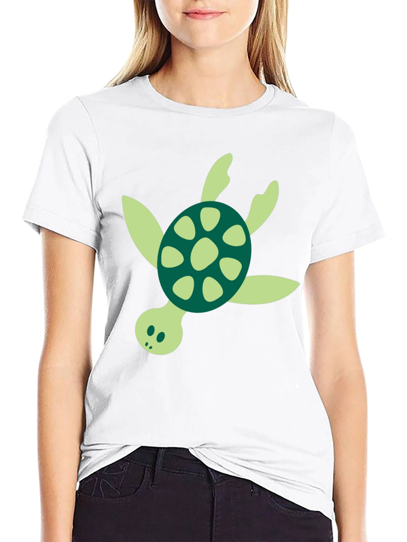 Turtle Graphic Tee - Black Cotton Blend