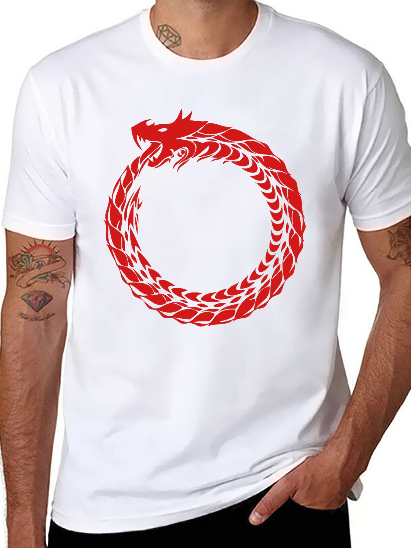 Ouroboros Dragon Graphic Tee - Mythic Serpent Design