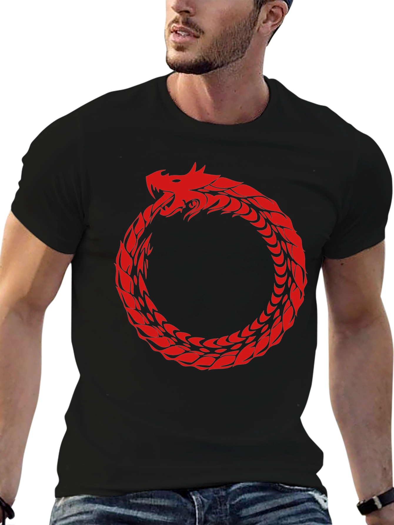 Ouroboros Dragon Graphic Tee - Mythic Serpent Design
