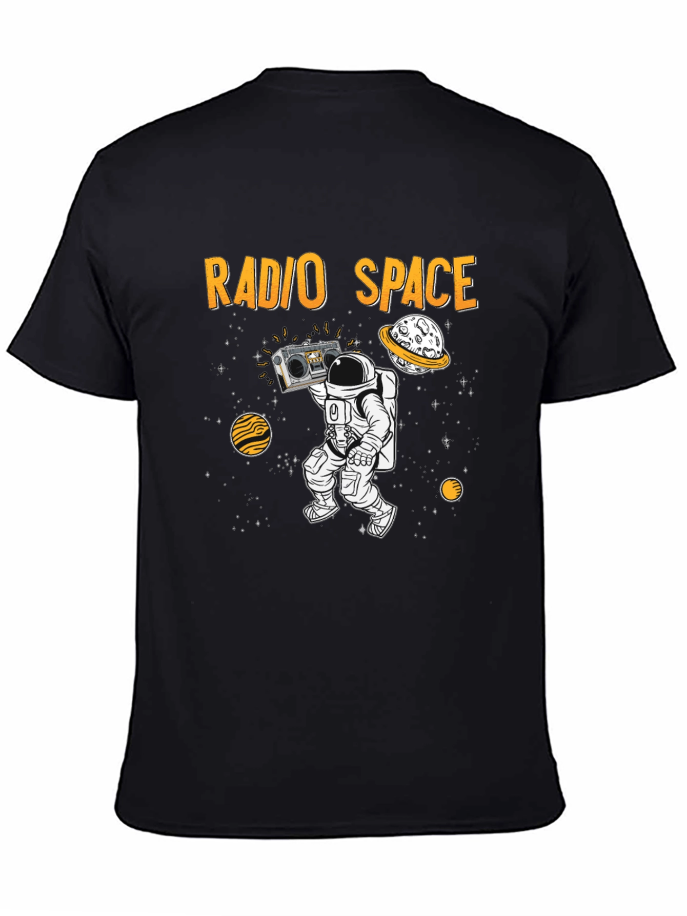 Radio Space T-Shirt Astronaut Black Graphic Tee