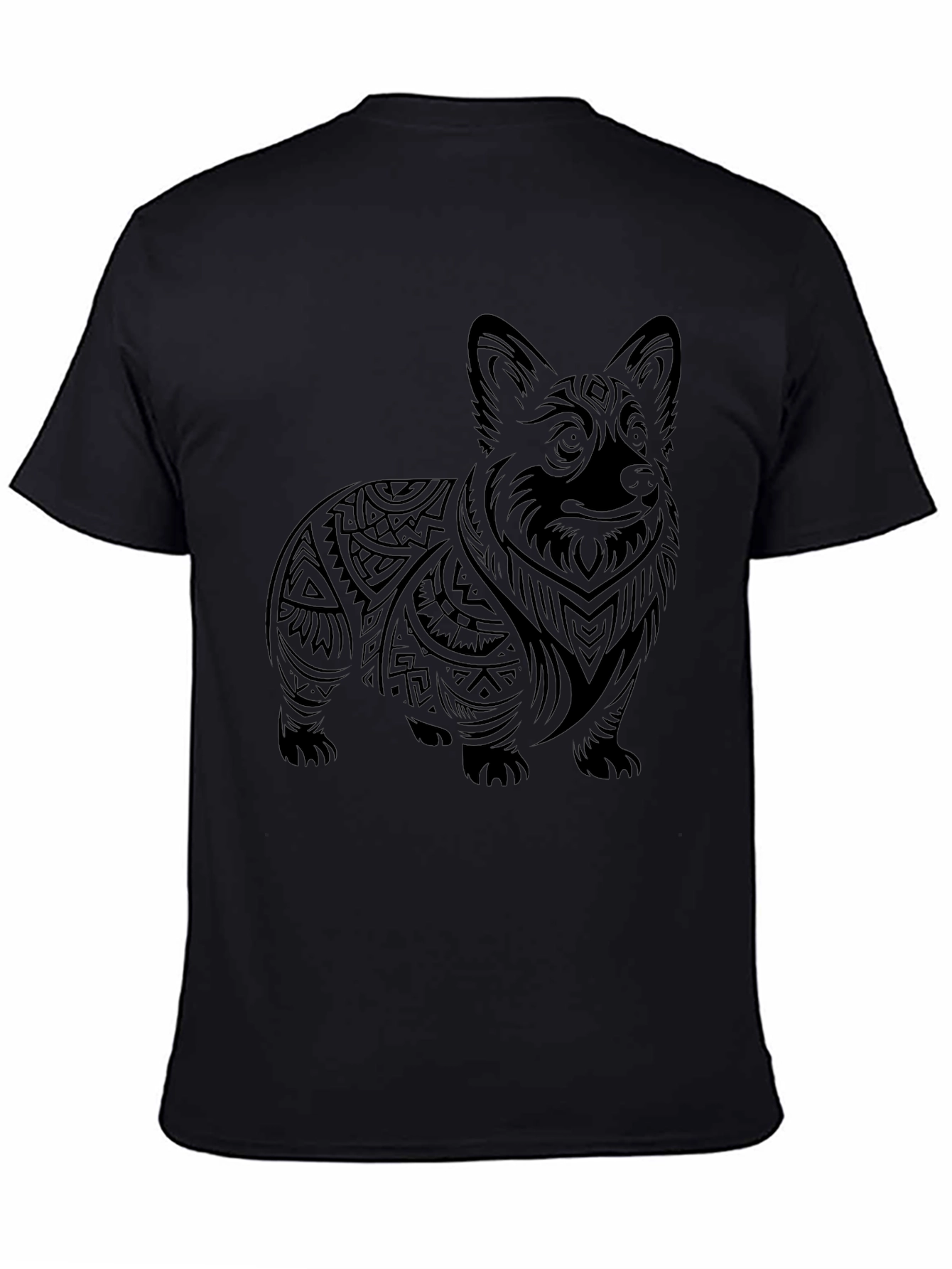 Tribal Corgi Graphic Tee - Black