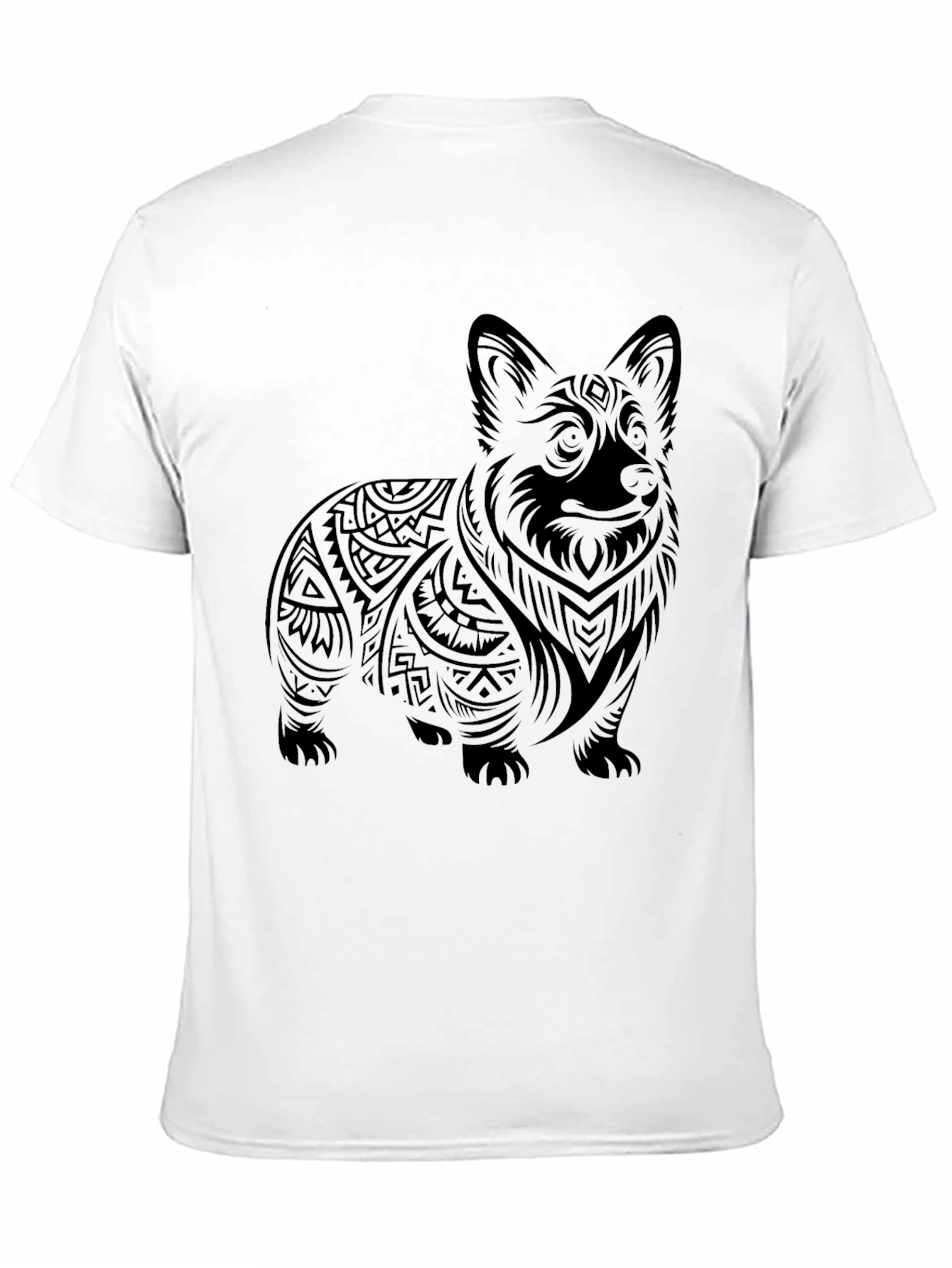 Tribal Corgi Graphic Tee - Black
