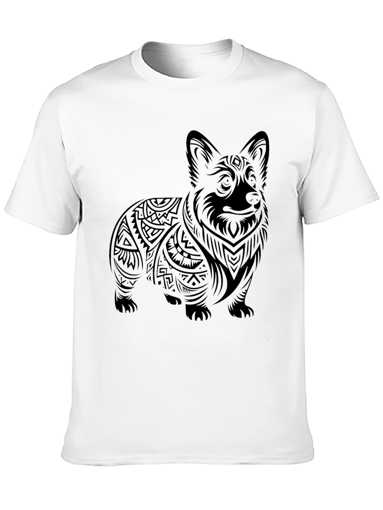 Tribal Corgi Graphic Tee - Black