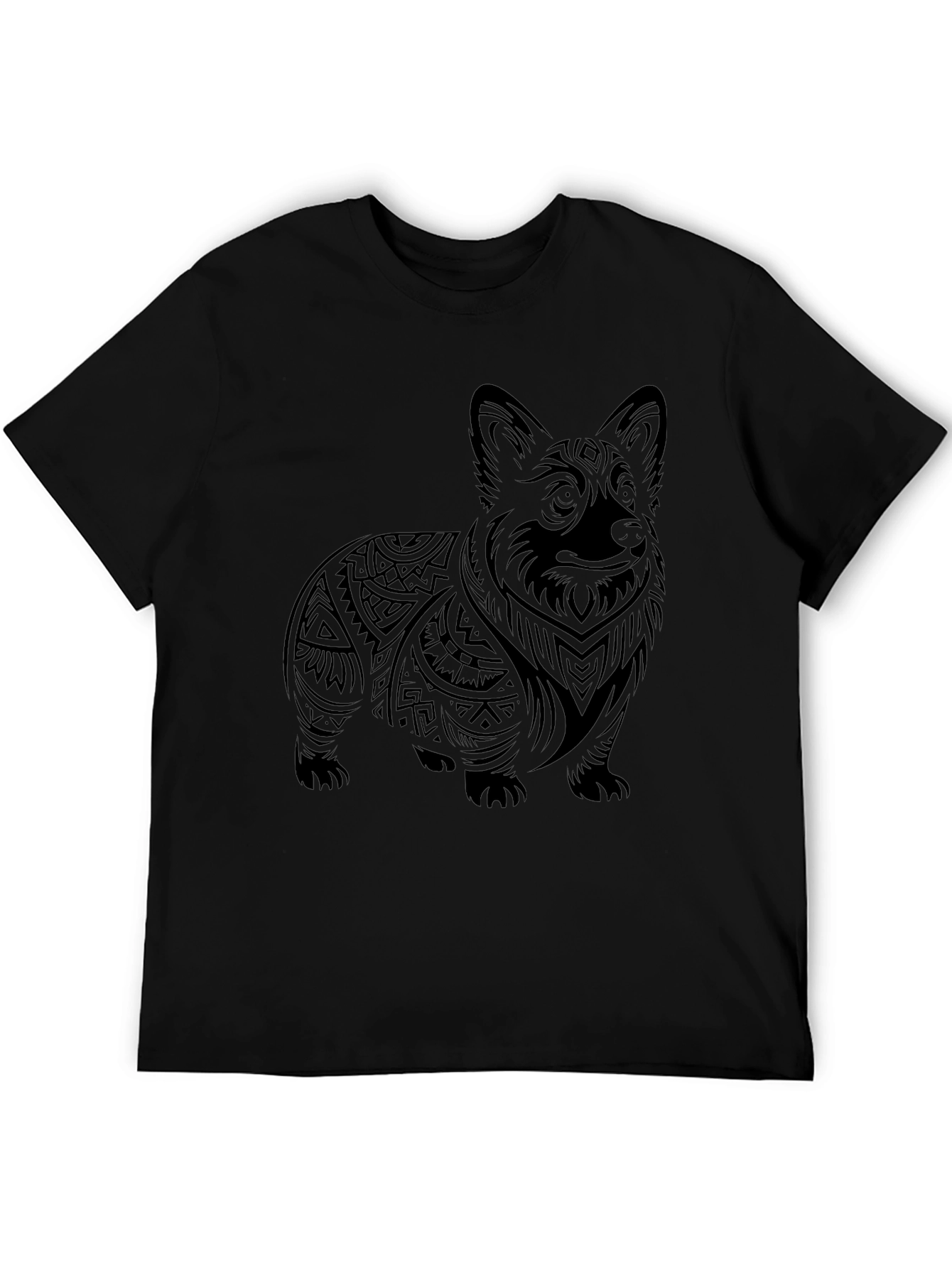 Tribal Corgi Graphic Tee - Black