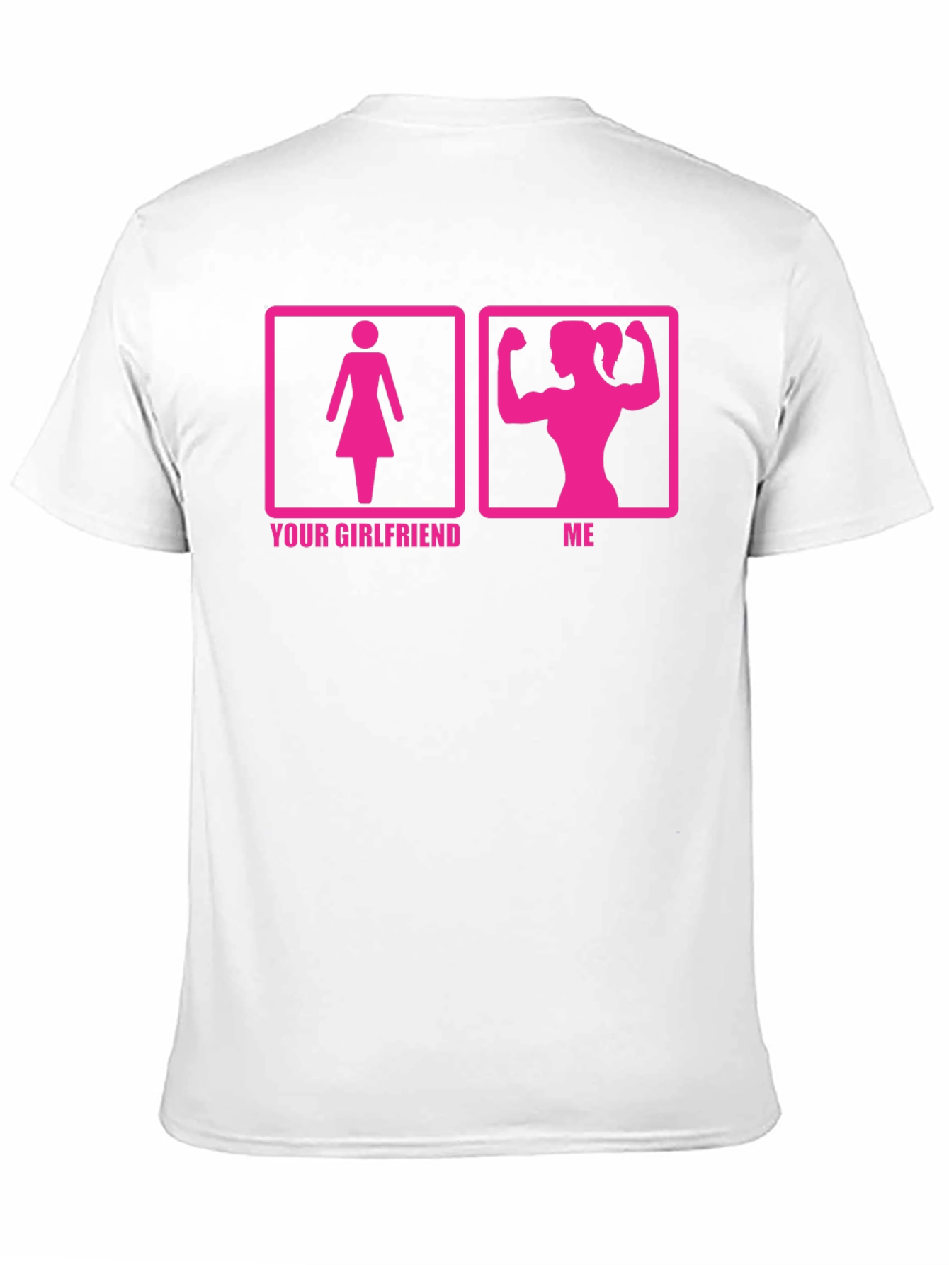 Humorous Womens Black T-Shirt: Your Girlfriend vs. Me