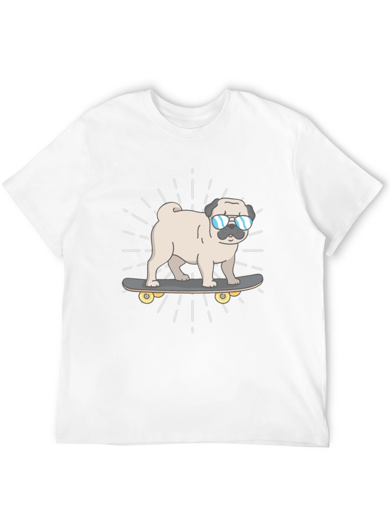 Cool Pug Skateboard T-Shirt - Black