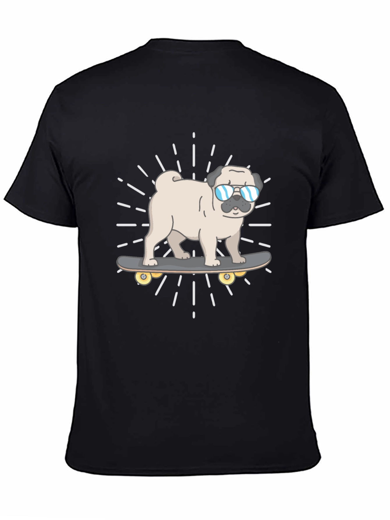 Cool Pug Skateboard T-Shirt - Black