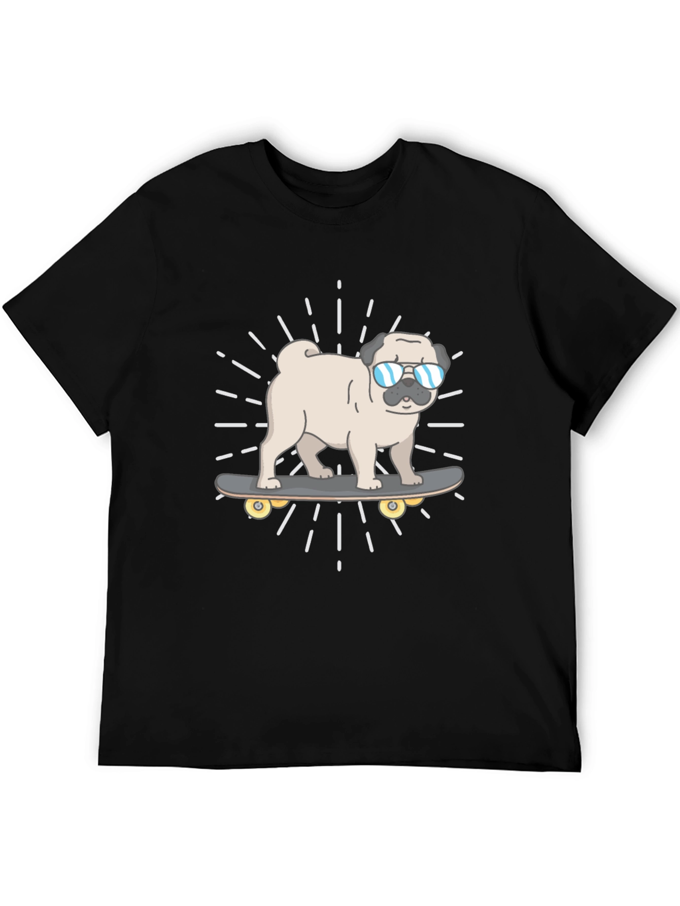Cool Pug Skateboard T-Shirt - Black