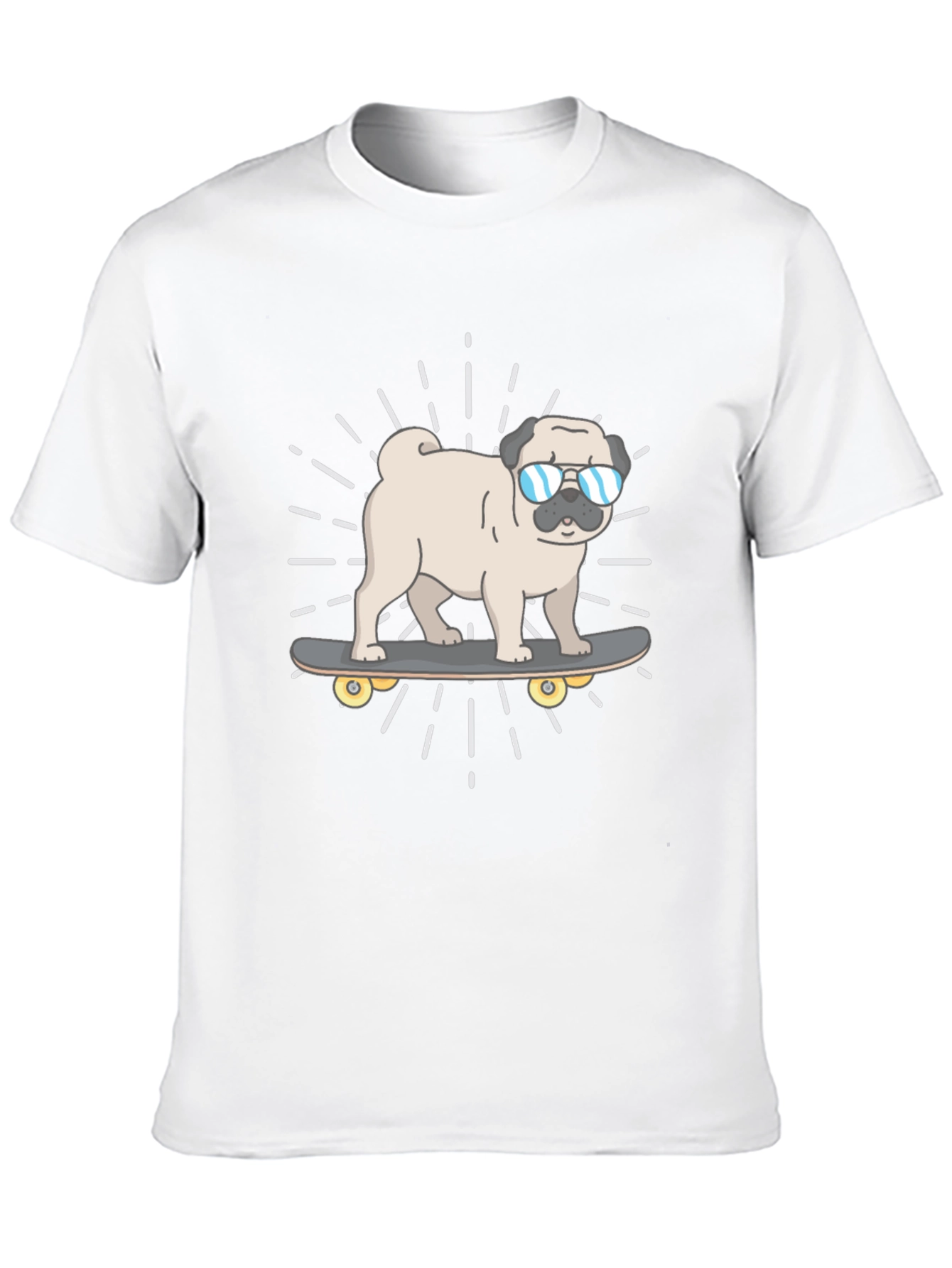 Cool Pug Skateboard T-Shirt - Black