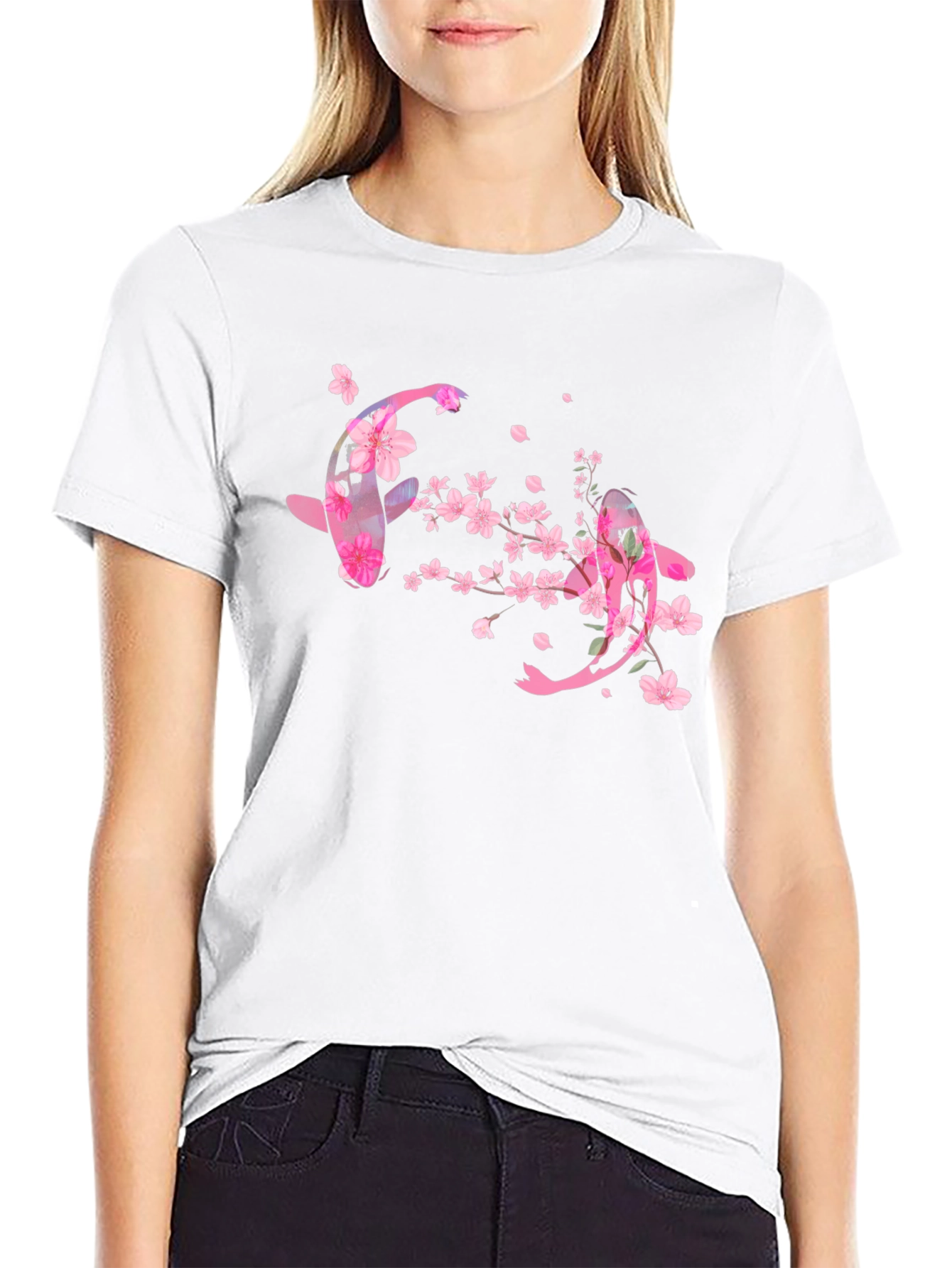 Koi Fish Cherry Blossom Graphic Tee