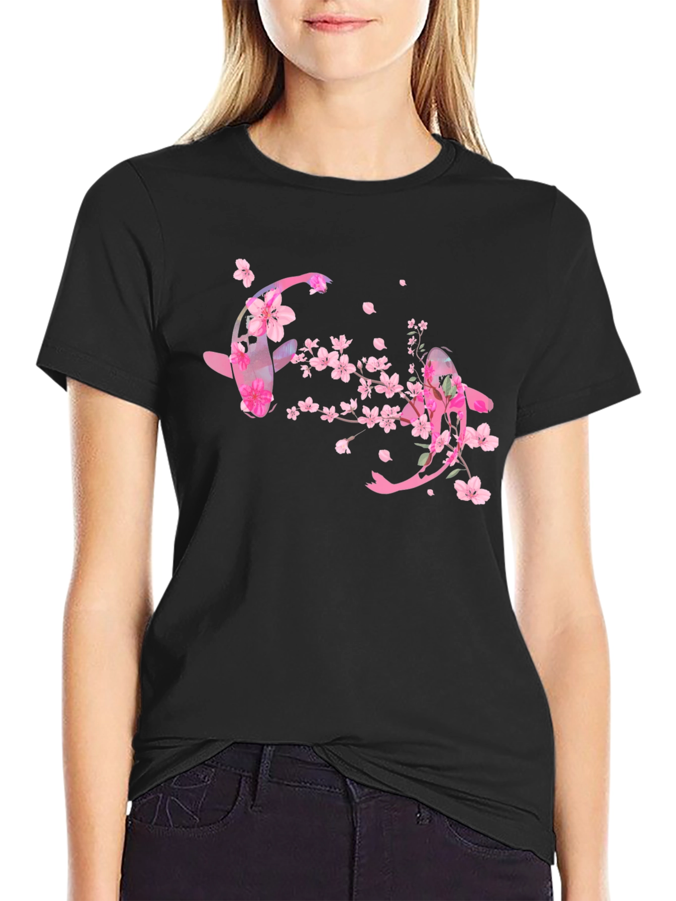 Koi Fish Cherry Blossom Graphic Tee