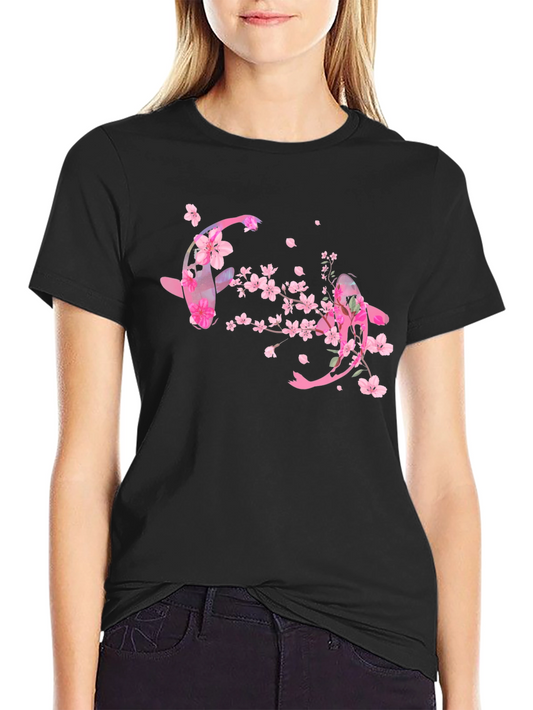 Koi Fish Cherry Blossom Graphic Tee