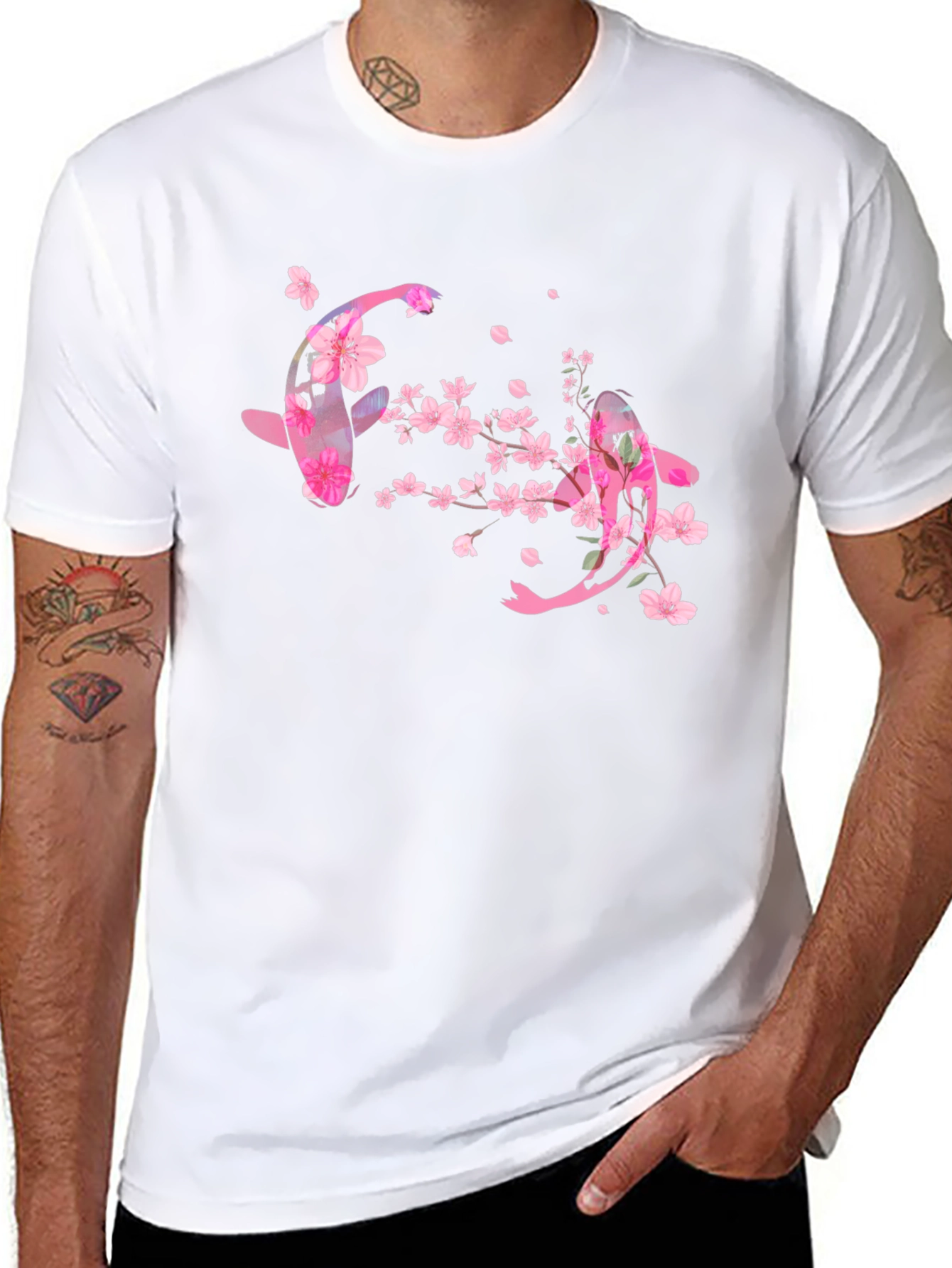 Koi Fish Cherry Blossom Graphic Tee