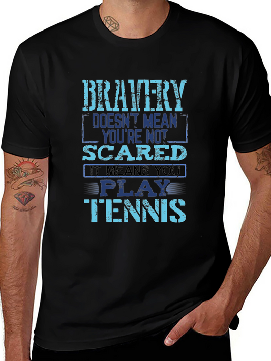 Bravery Tennis Player Graphic Tee - Mens Black T-Shirt
