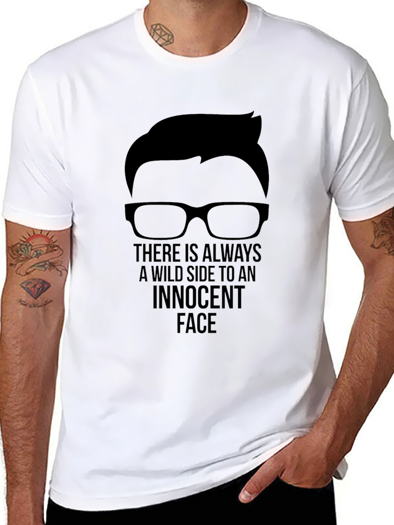Innocent Face Graphic Tee - Mens Black T-Shirt