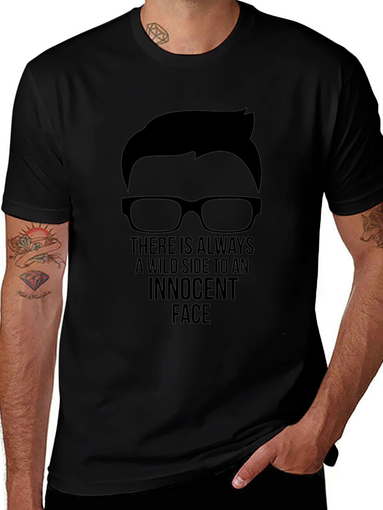 Innocent Face Graphic Tee - Mens Black T-Shirt