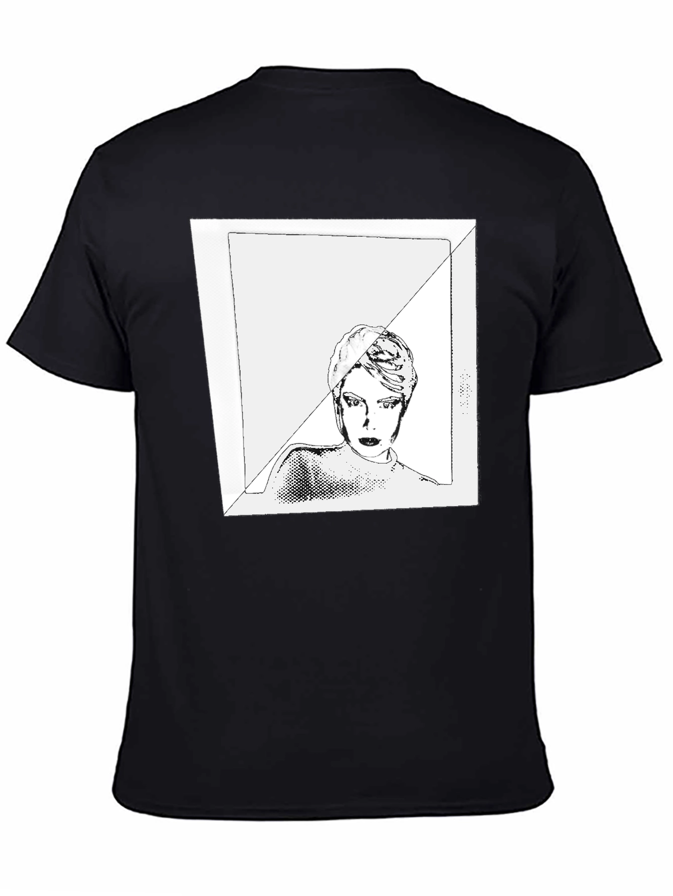 Black Graphic Tee with Edgy Portrait Design