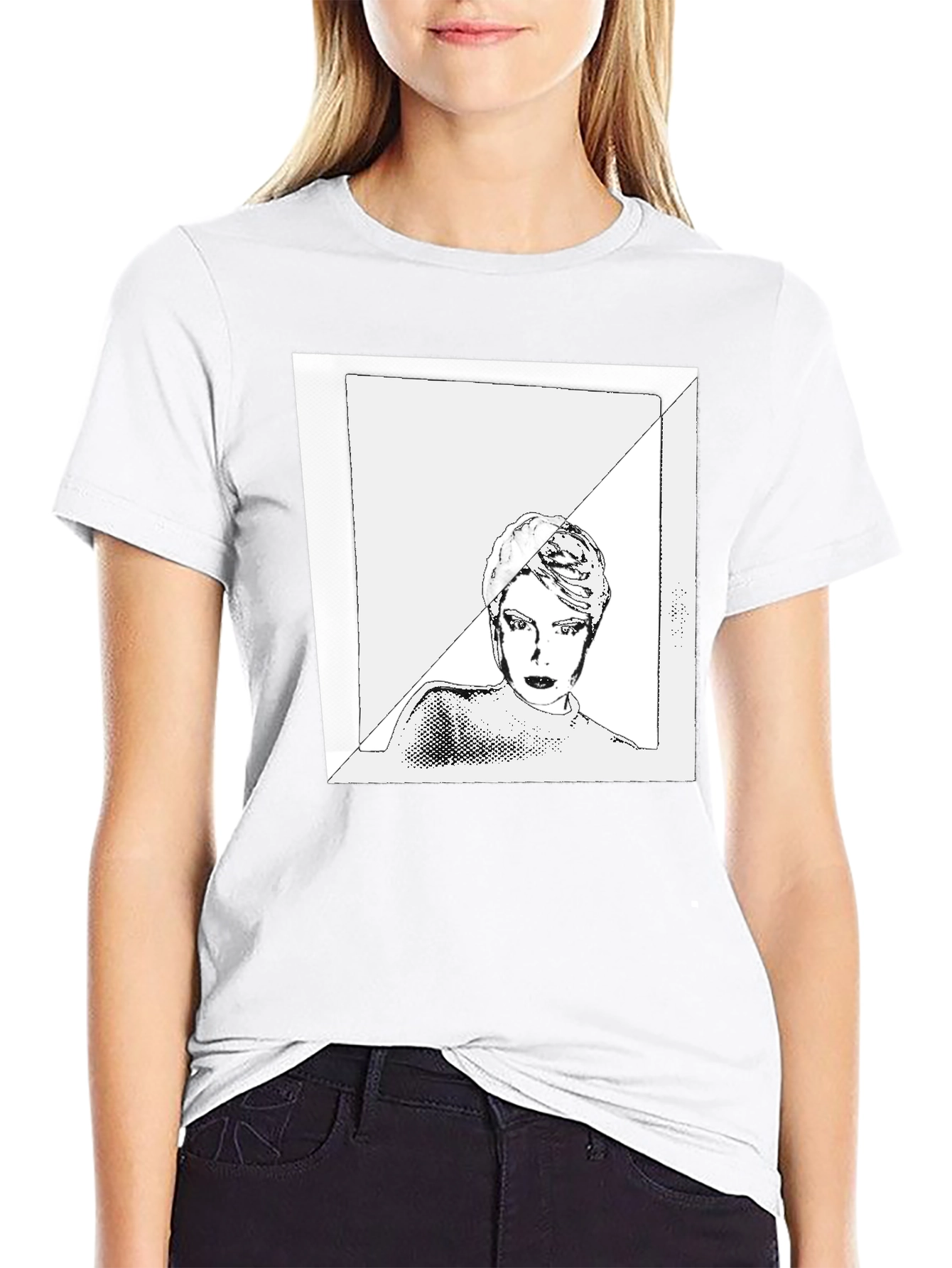 Black Graphic Tee with Edgy Portrait Design