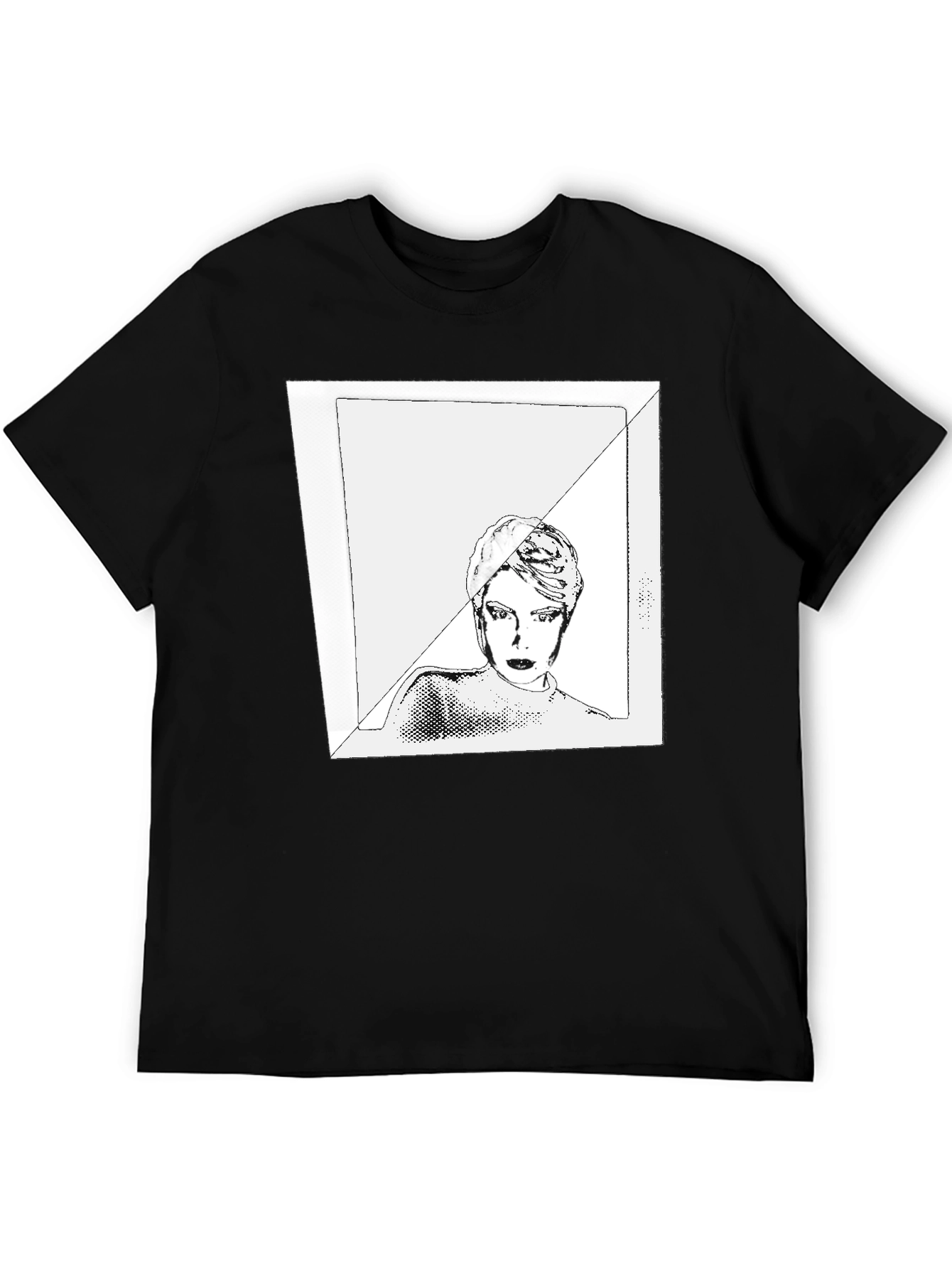 Black Graphic Tee with Edgy Portrait Design