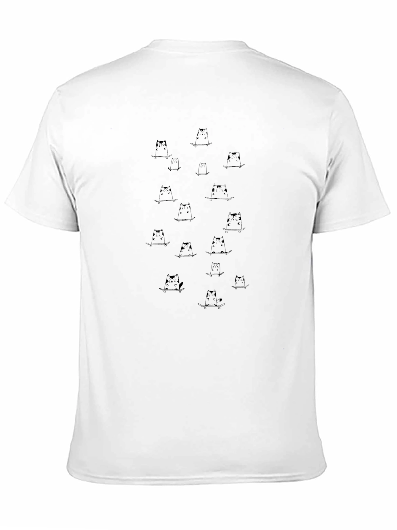Black Cat Pattern T-Shirt Casual Style