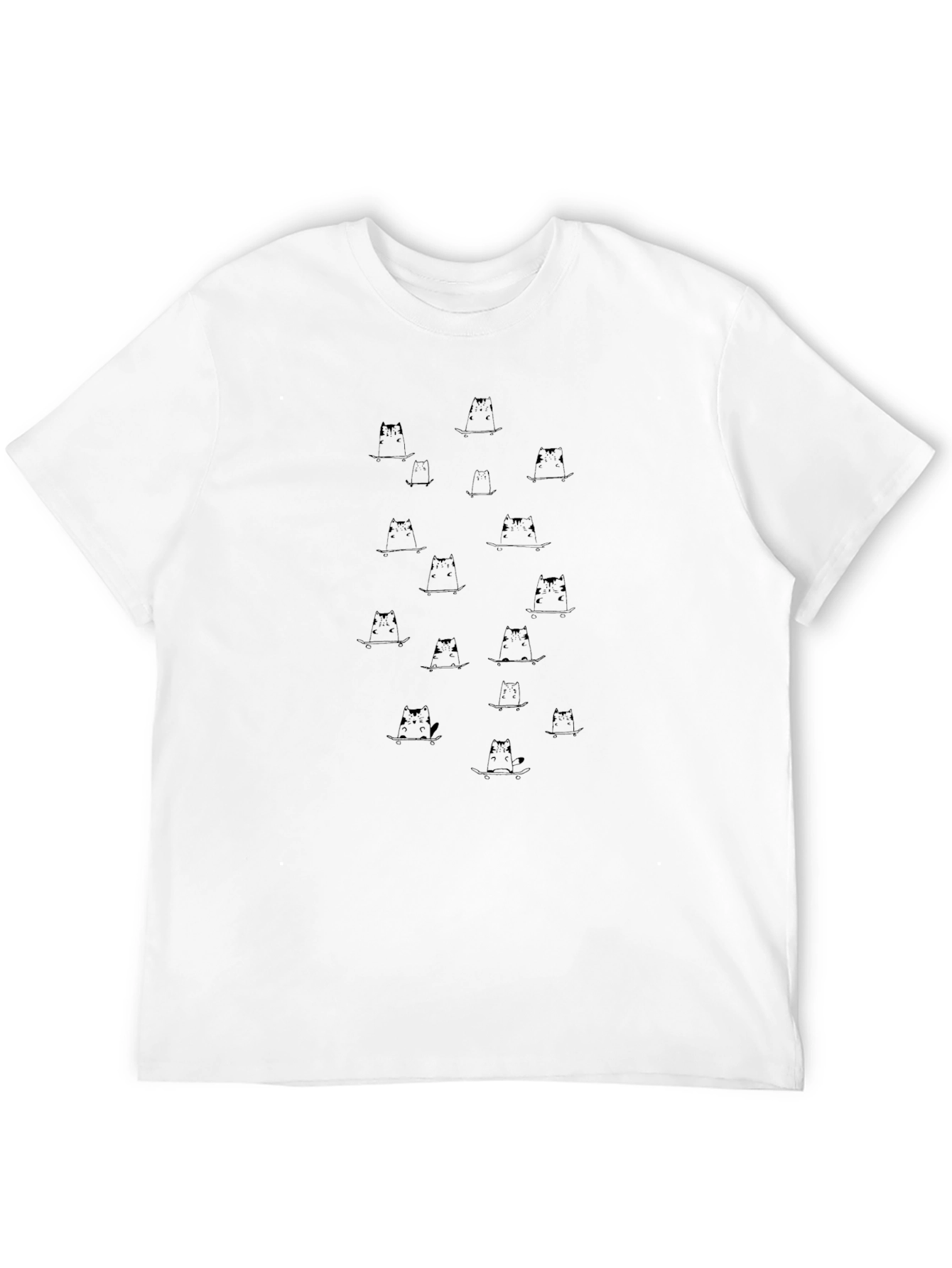 Black Cat Pattern T-Shirt Casual Style