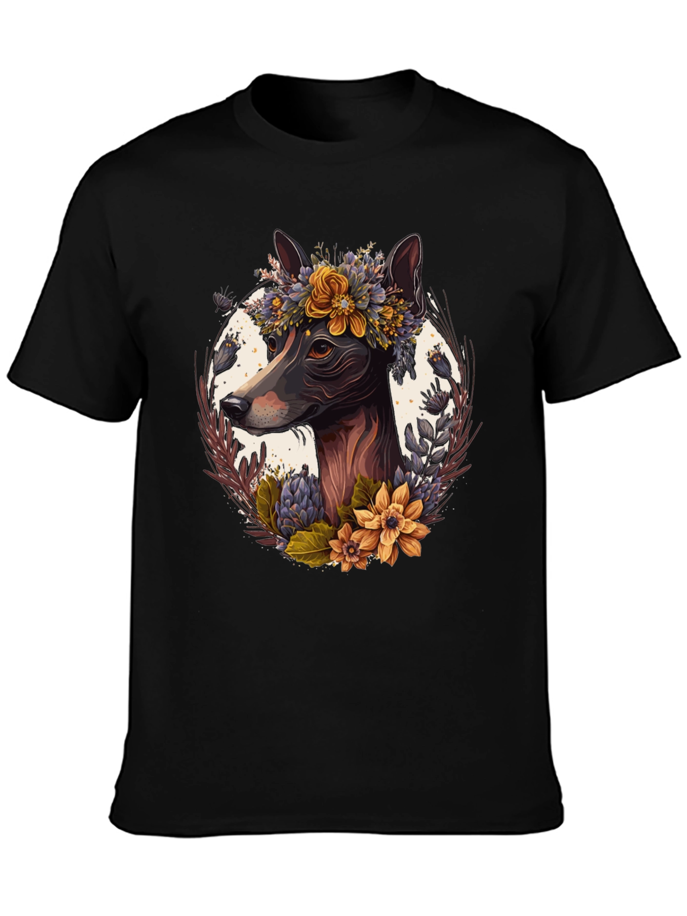 Dog Floral Wreath T-Shirt