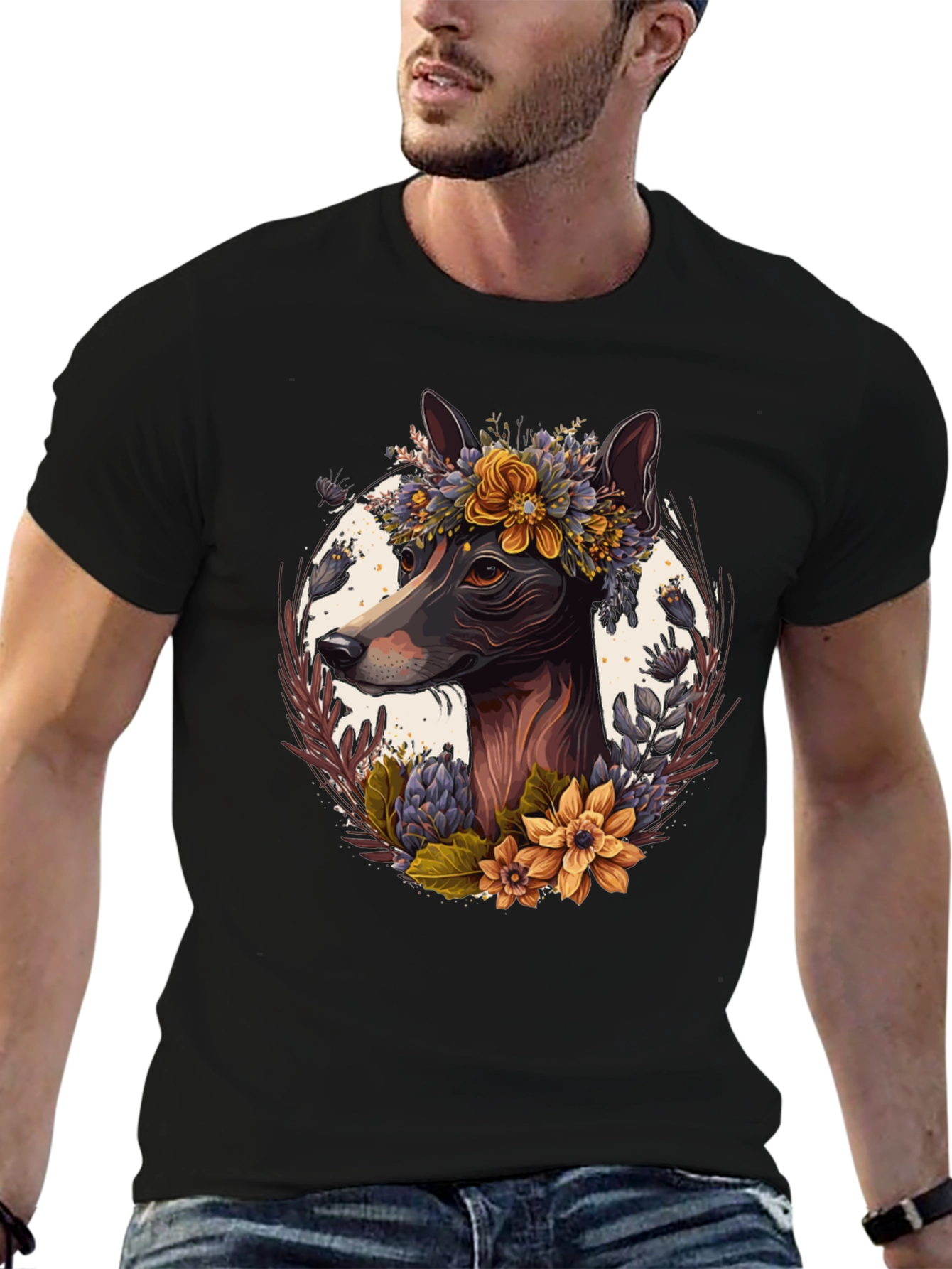 Dog Floral Wreath T-Shirt