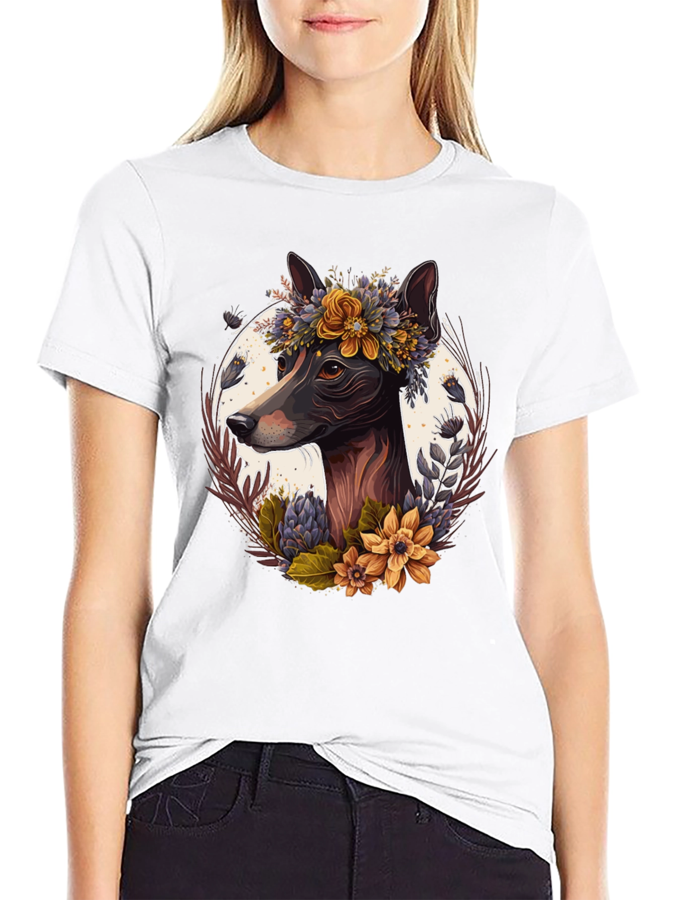 Dog Floral Wreath T-Shirt