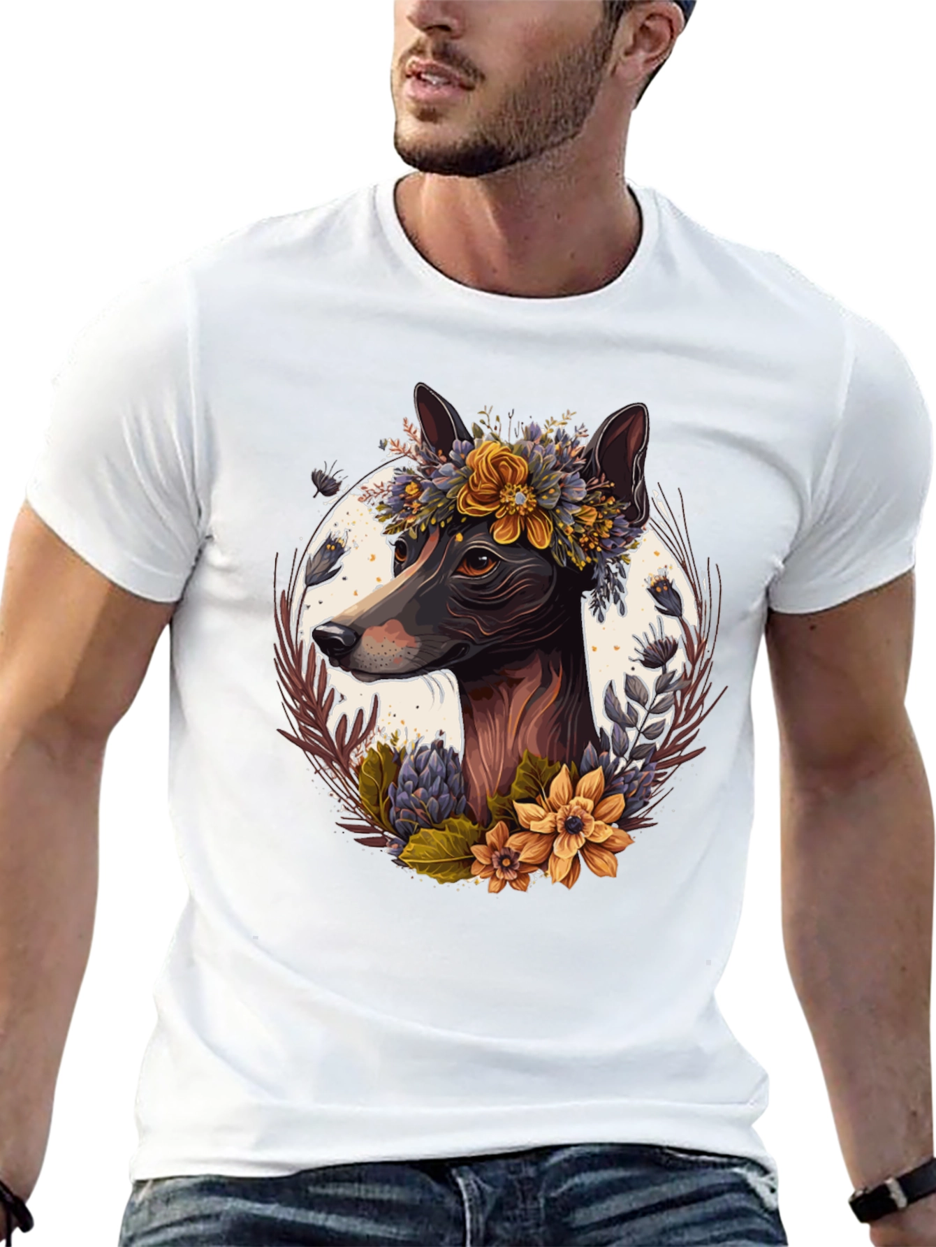 Dog Floral Wreath T-Shirt