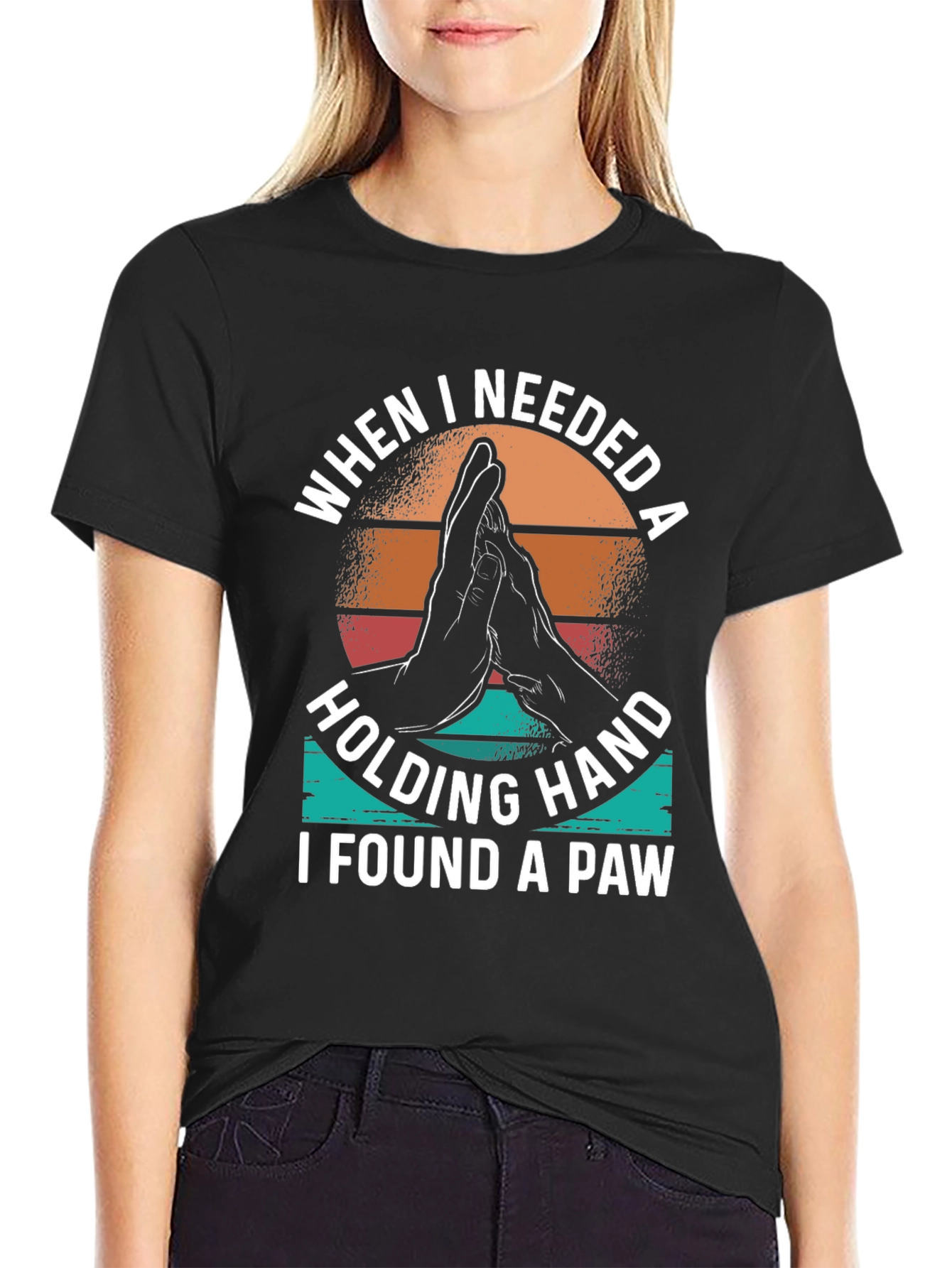 Dog Paw Holding Hand Graphic T-Shirt