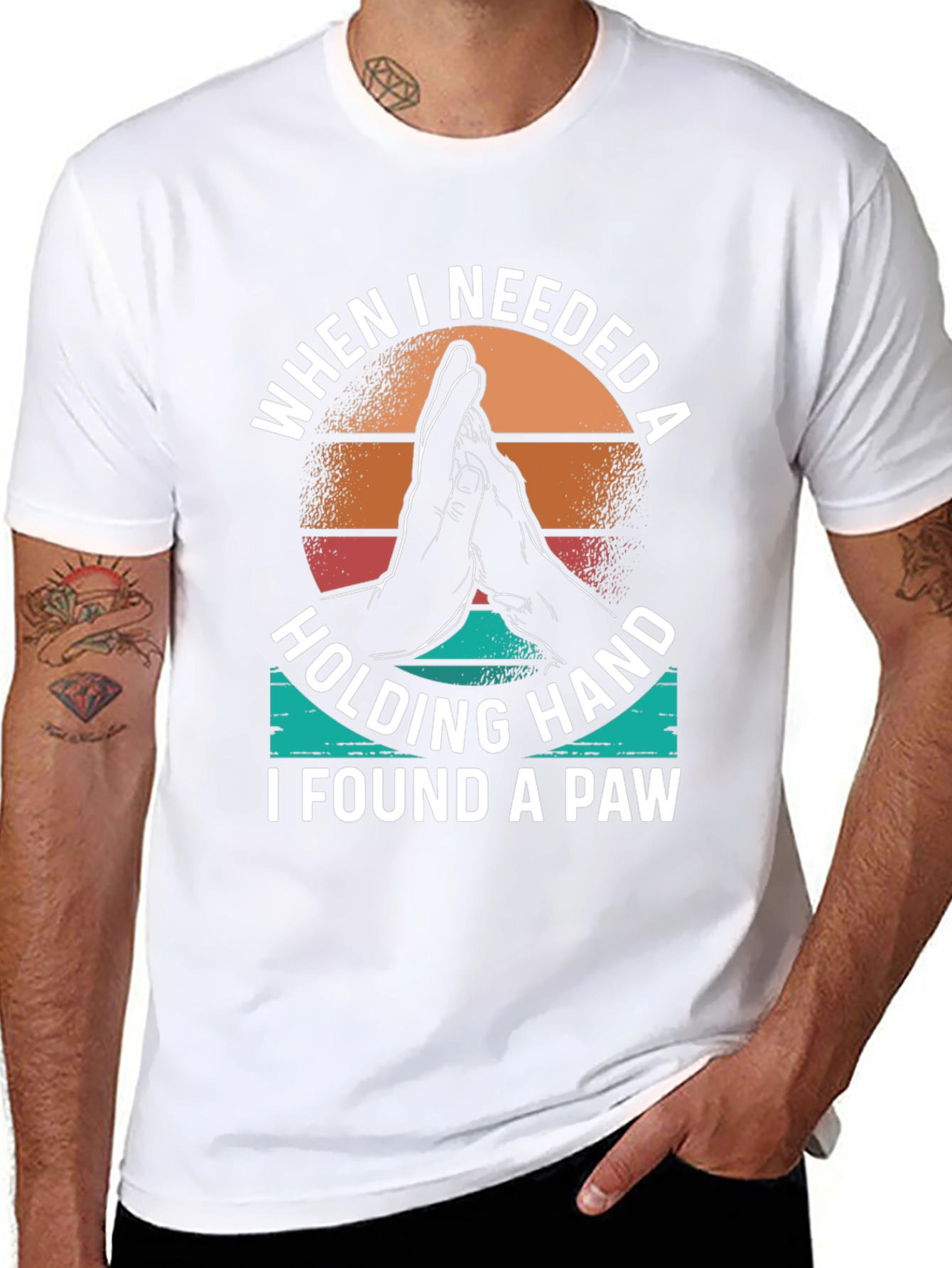Dog Paw Holding Hand Graphic T-Shirt