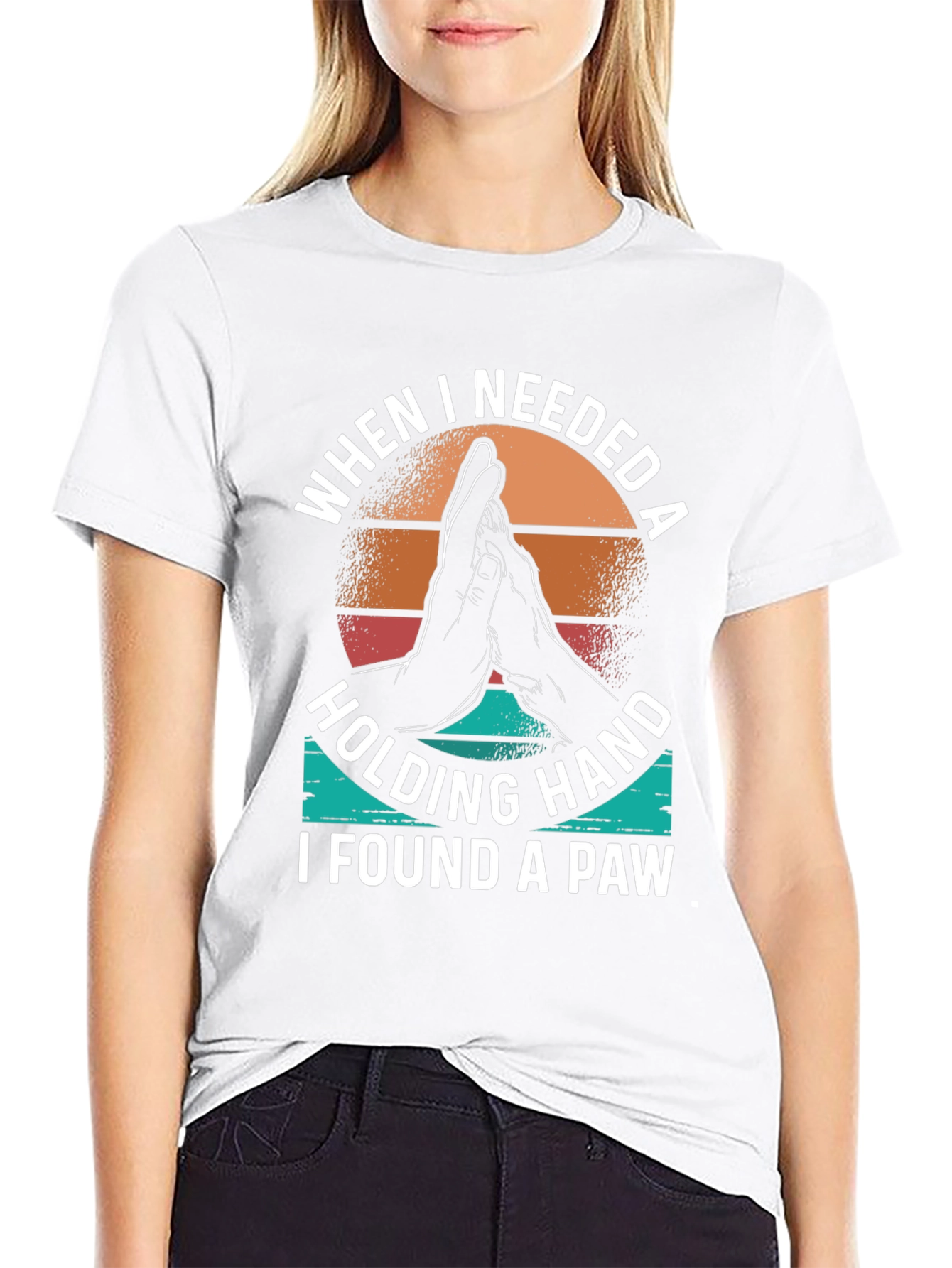 Dog Paw Holding Hand Graphic T-Shirt