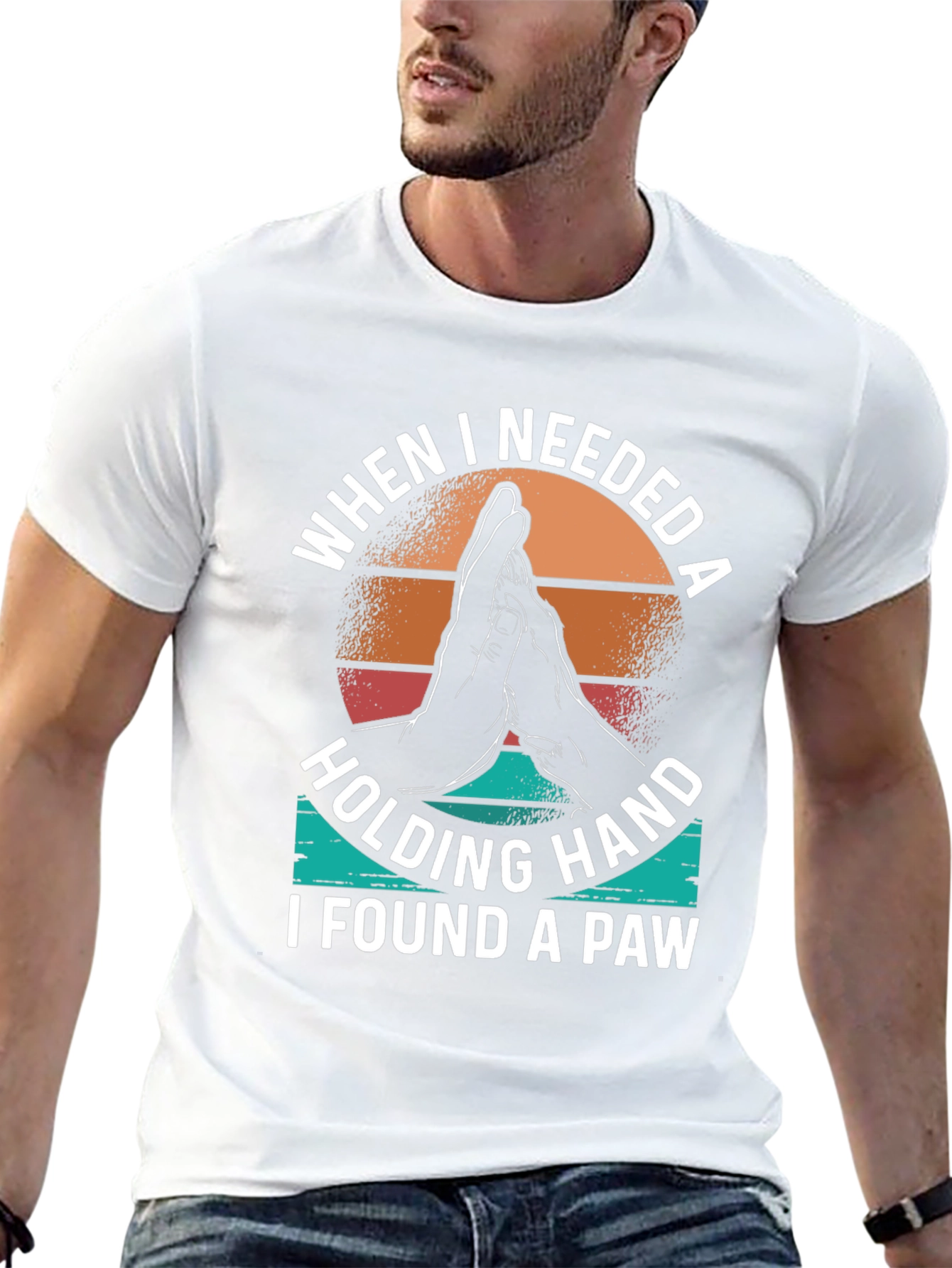Dog Paw Holding Hand Graphic T-Shirt