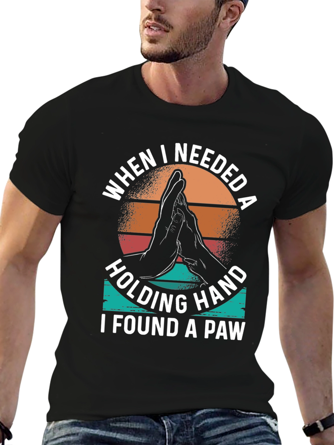 Dog Paw Holding Hand Graphic T-Shirt