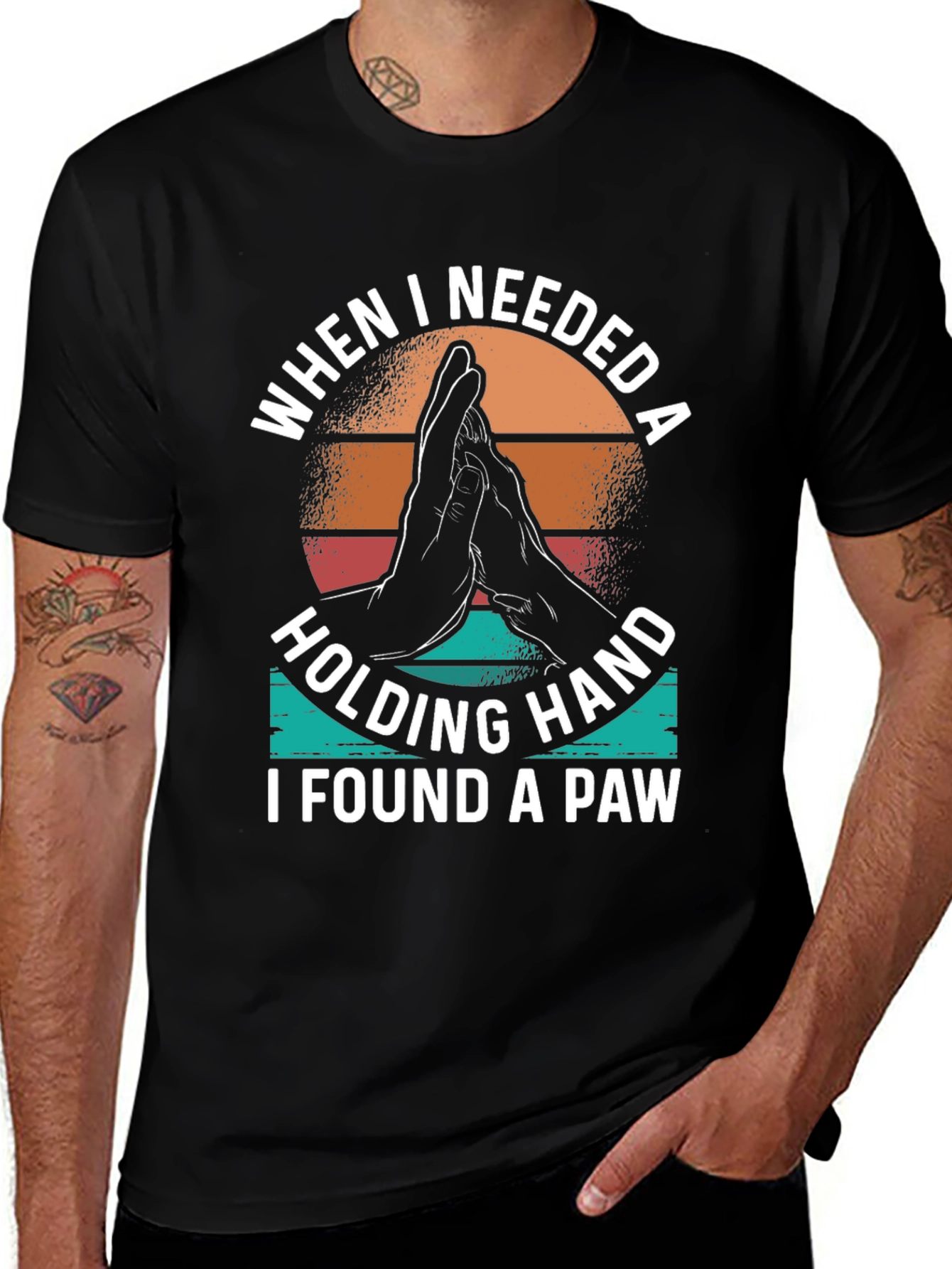 Dog Paw Holding Hand Graphic T-Shirt