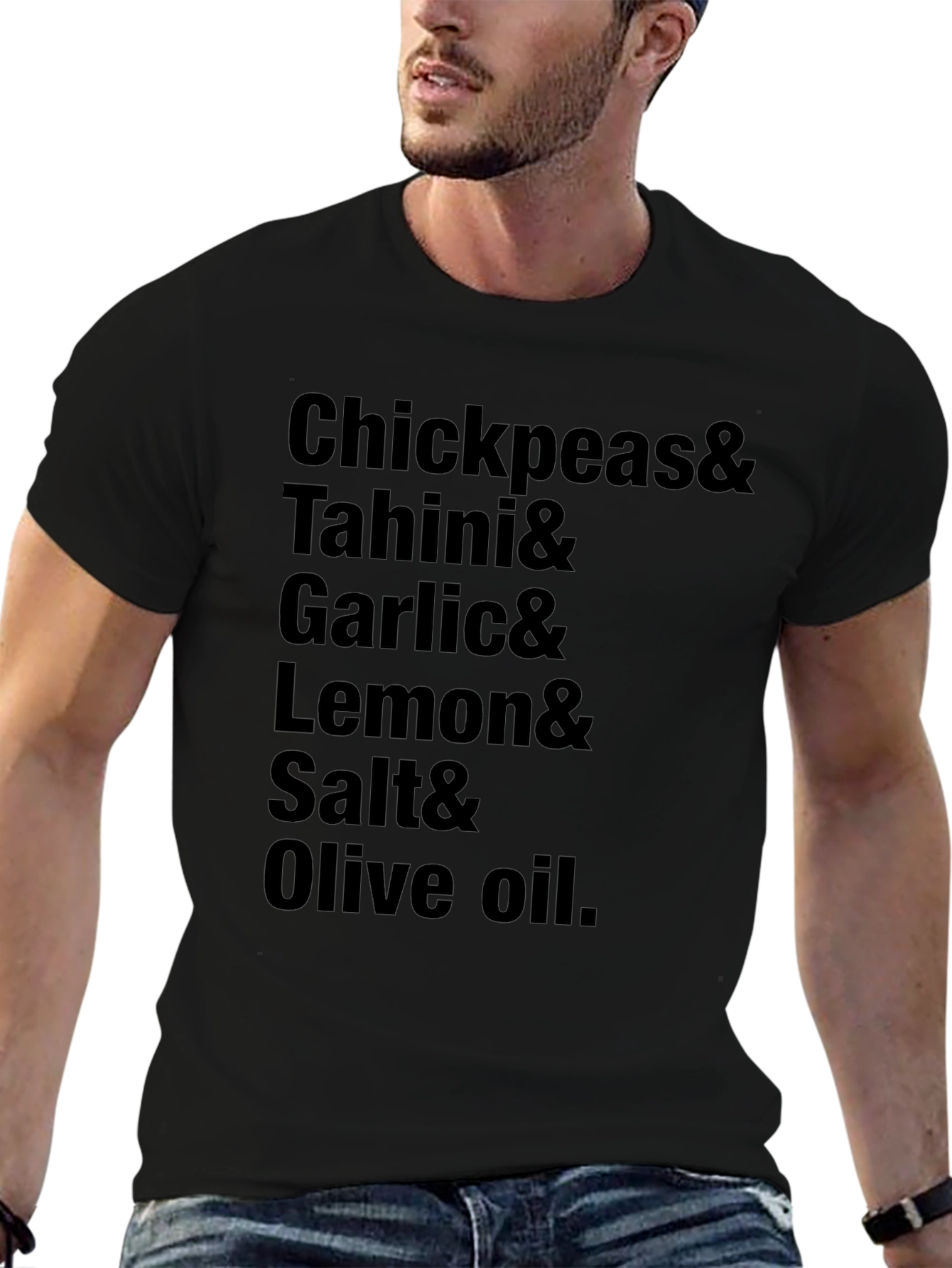 Hummus Recipe Ingredients Black T-Shirt