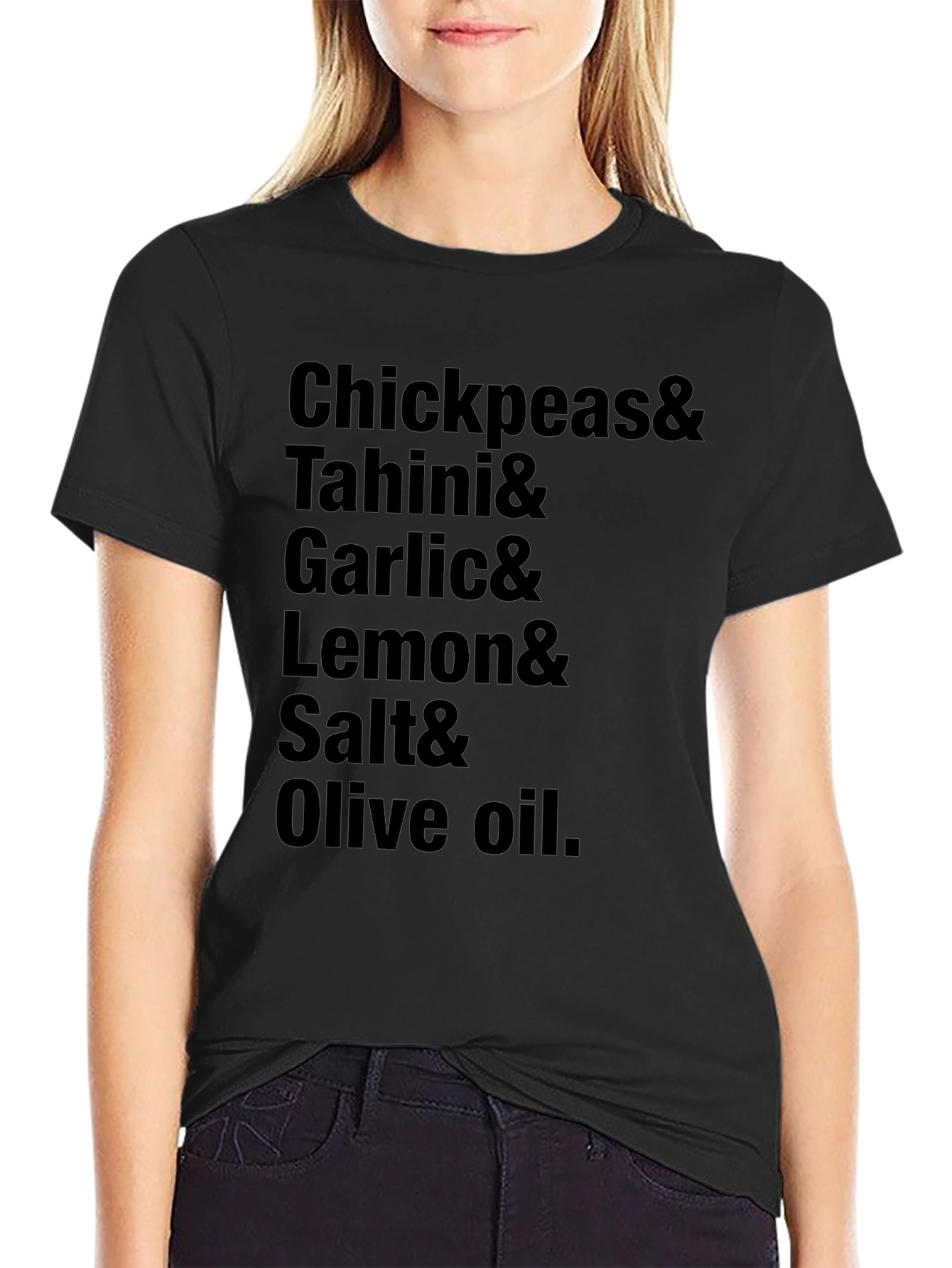 Hummus Recipe Ingredients Black T-Shirt