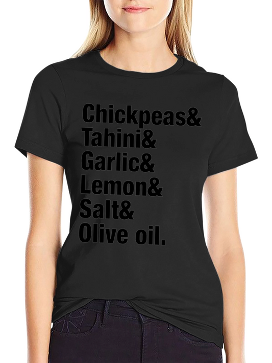 Hummus Recipe Ingredients Black T-Shirt