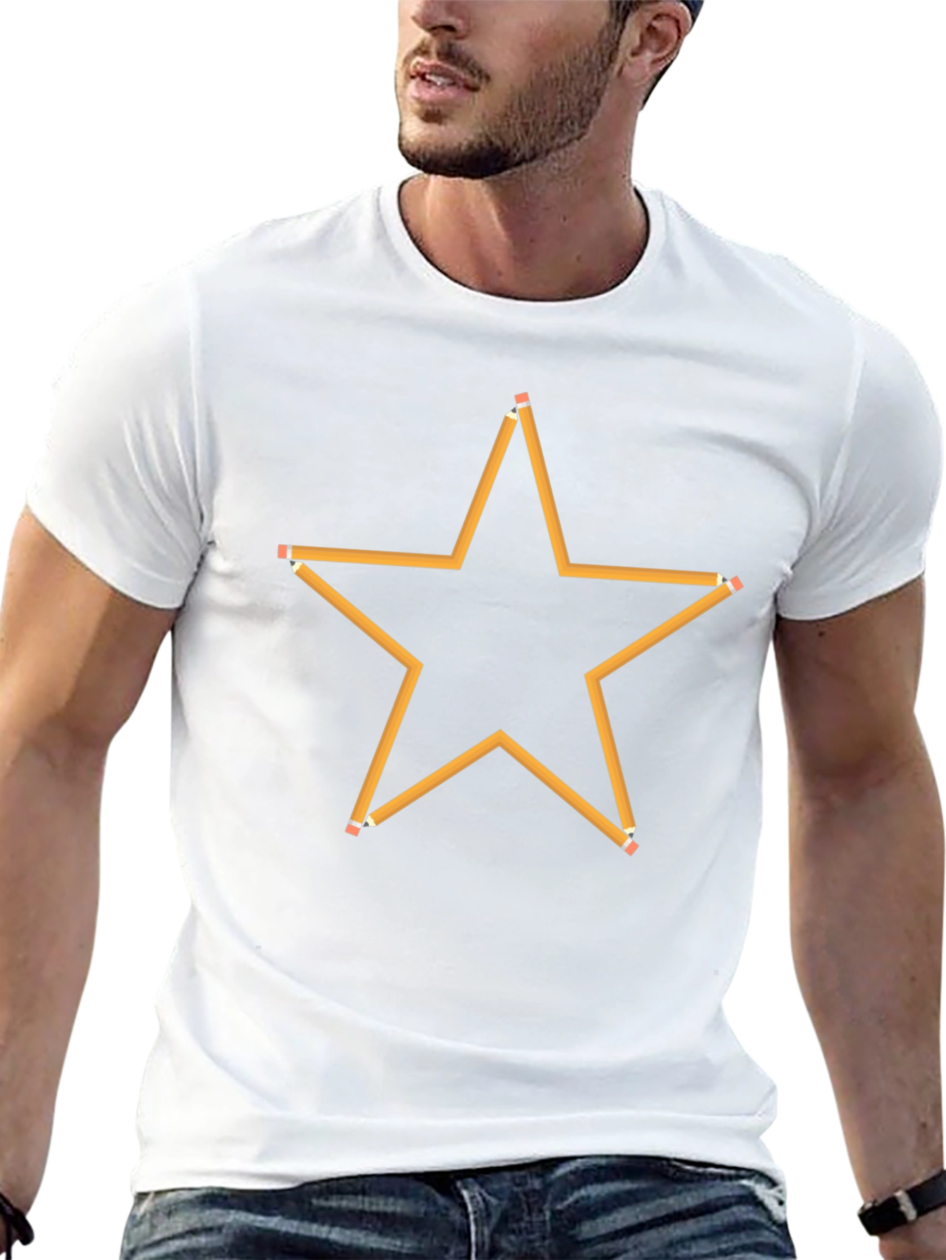 Pencil Star Graphic Black T-Shirt