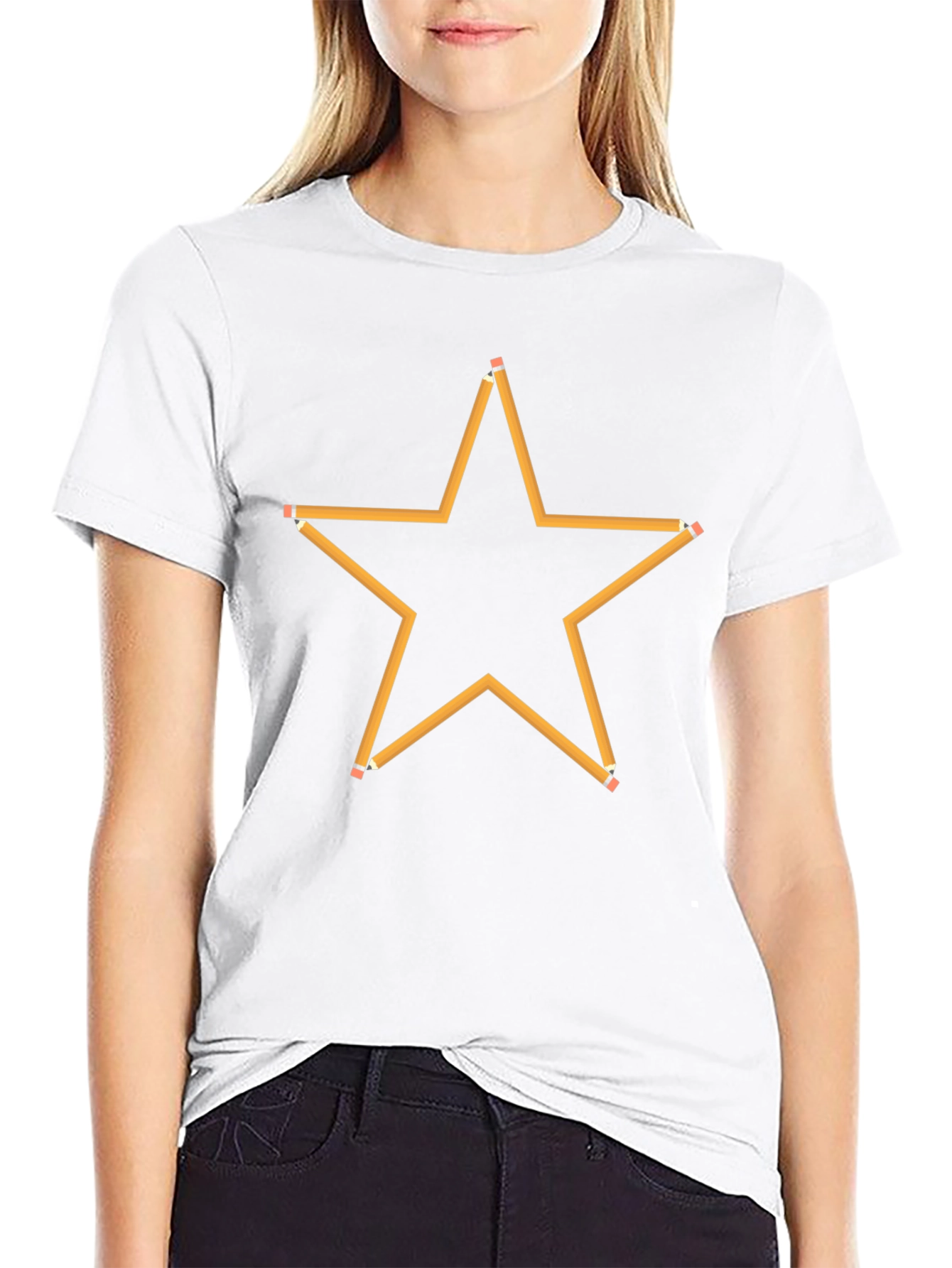 Pencil Star Graphic Black T-Shirt