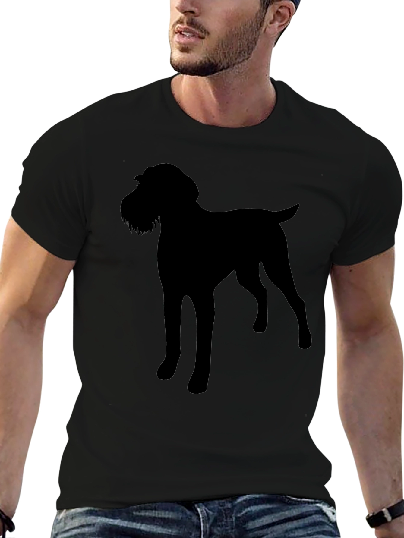Dog Silhouette Black T-Shirt Pet Lover Gift