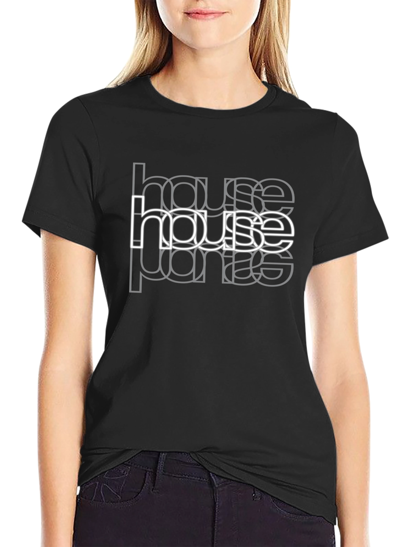 House Party Graphic Print Black T-Shirt