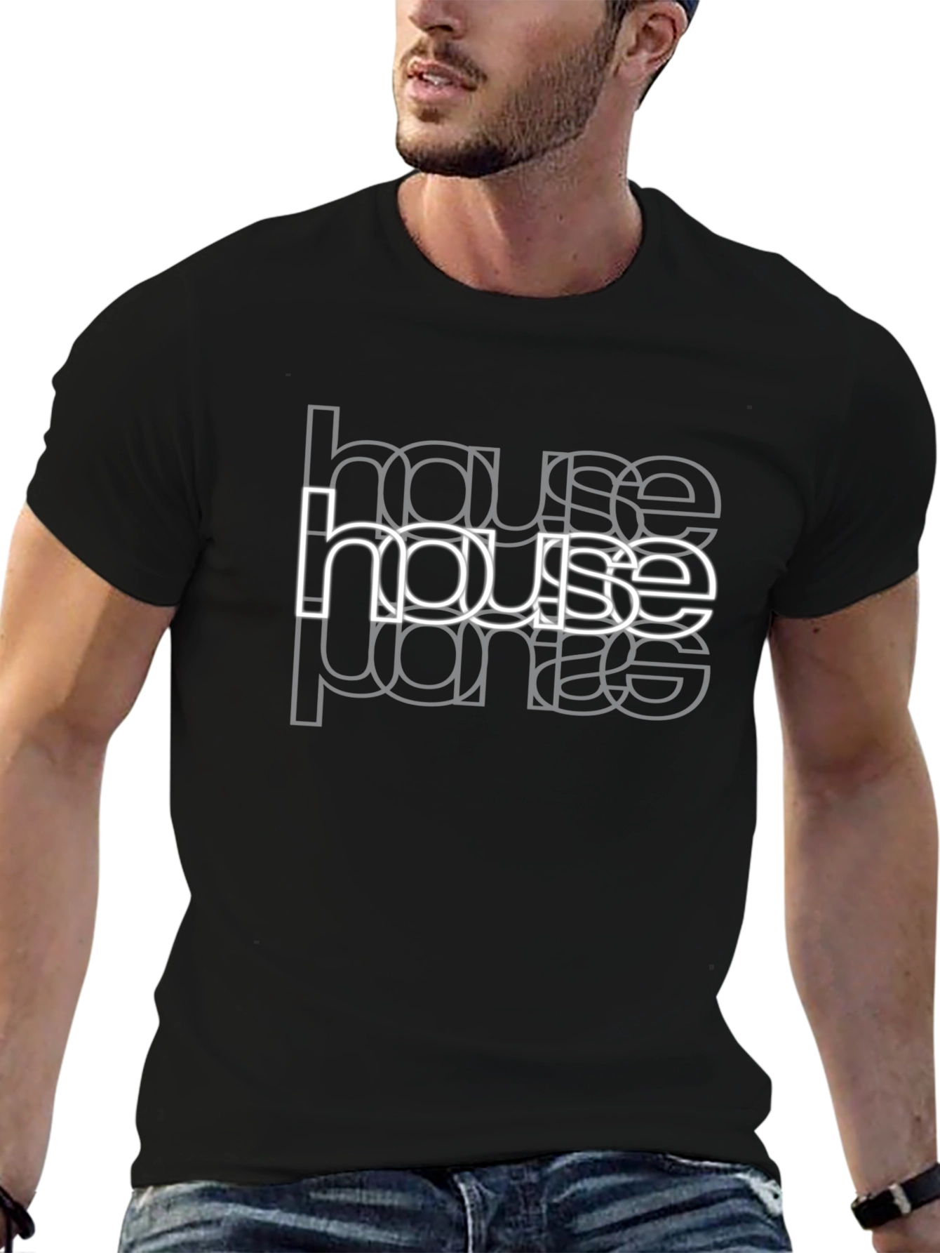 House Party Graphic Print Black T-Shirt