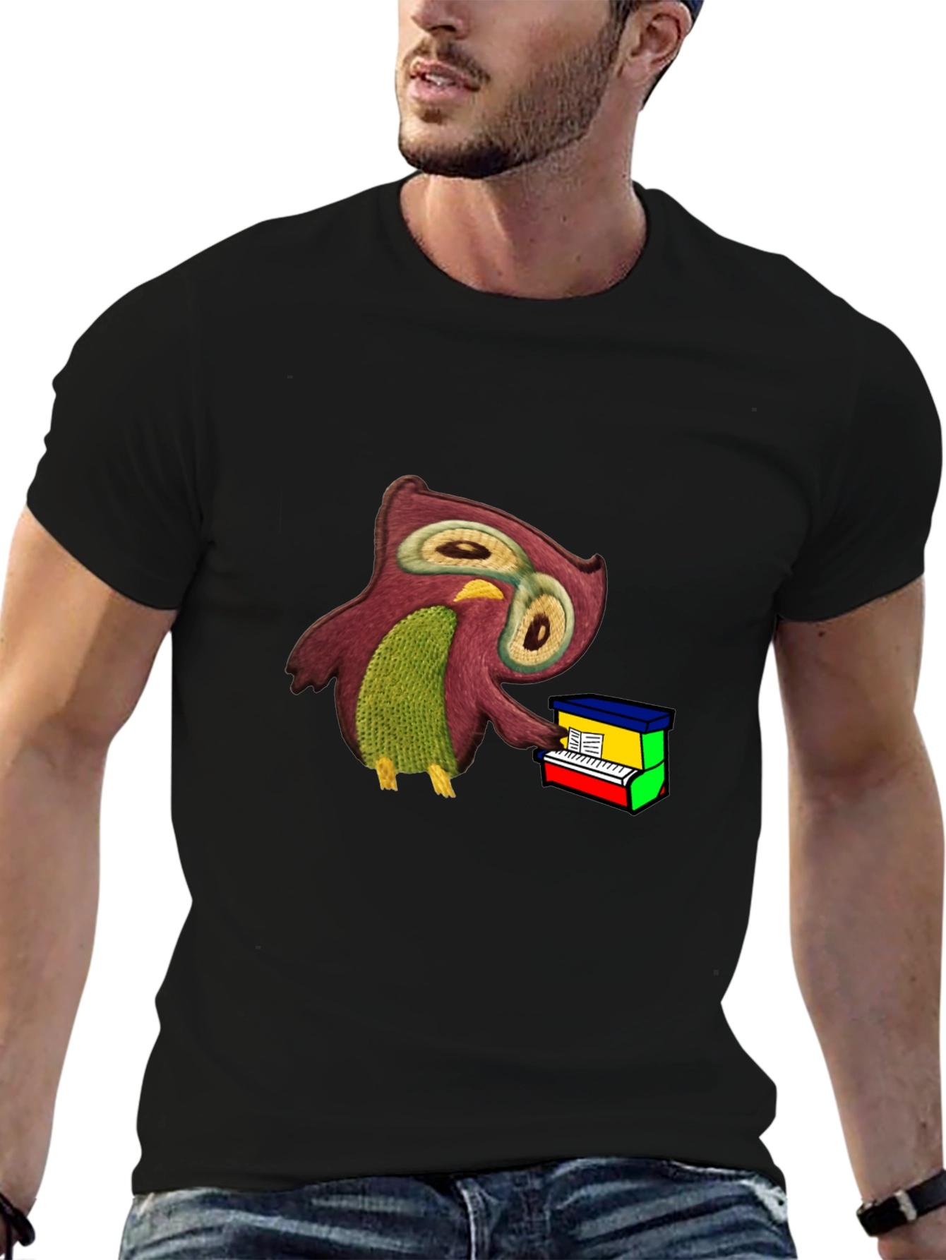 Owl Playing Piano T-Shirt - Unique Graphic Tee