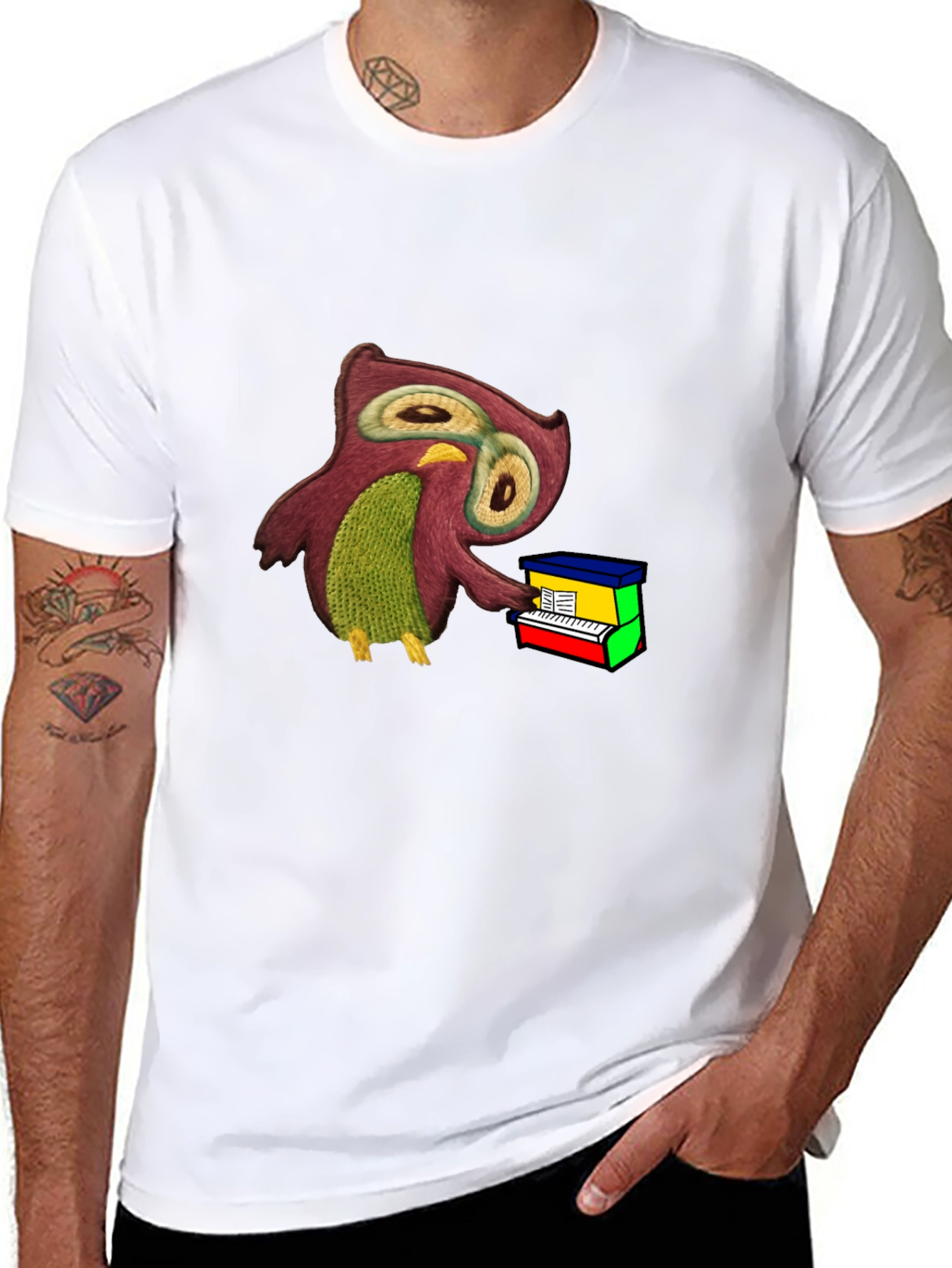 Owl Playing Piano T-Shirt - Unique Graphic Tee