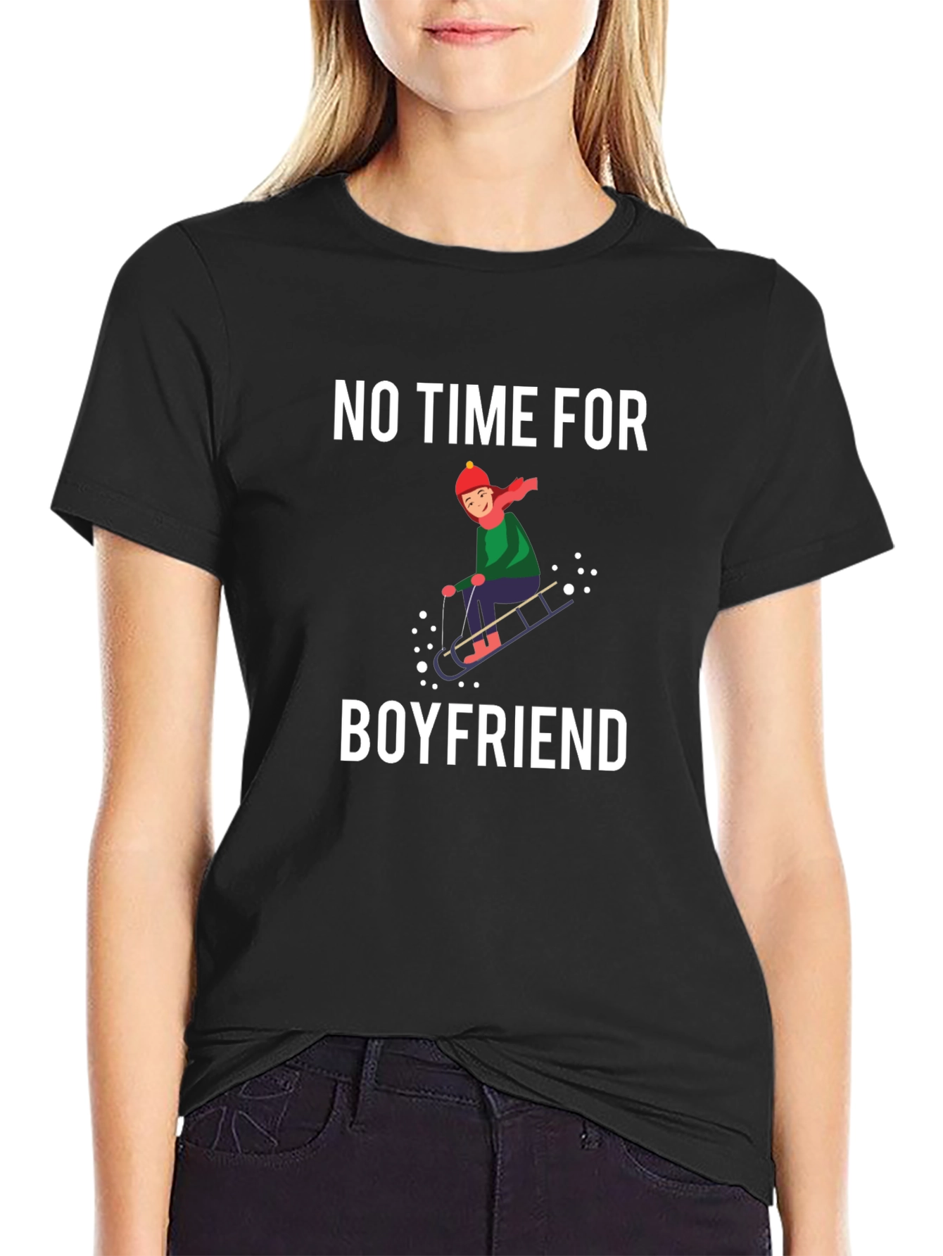 No Time for Boyfriend Black T-Shirt