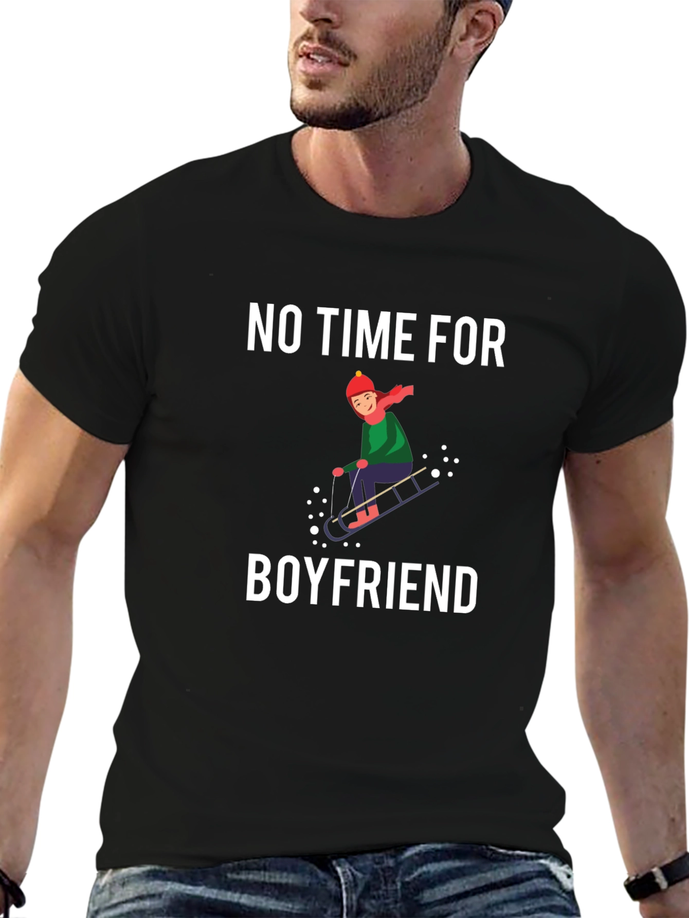 No Time for Boyfriend Black T-Shirt