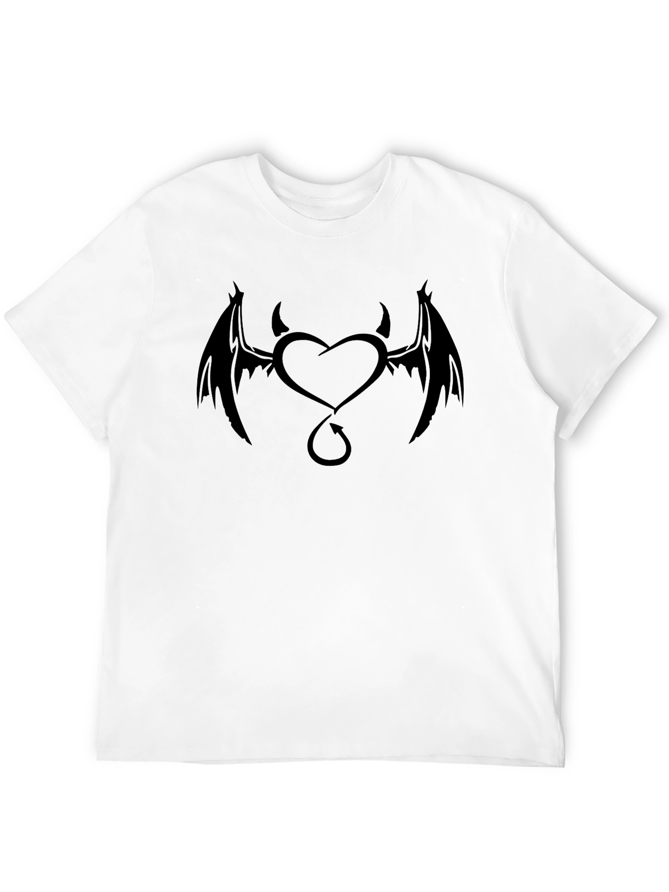 Devil Heart Graphic Tee - Black Cotton T-Shirt