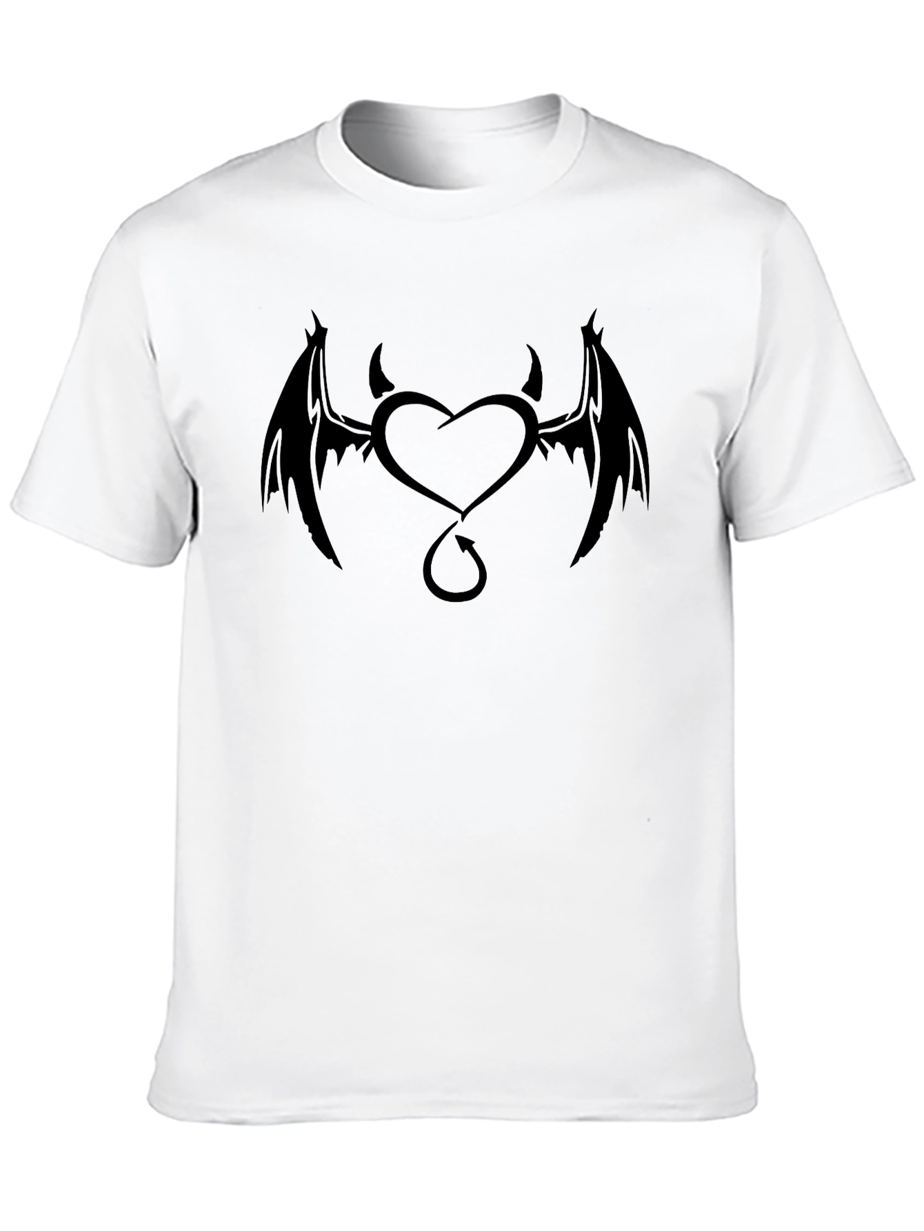 Devil Heart Graphic Tee - Black Cotton T-Shirt